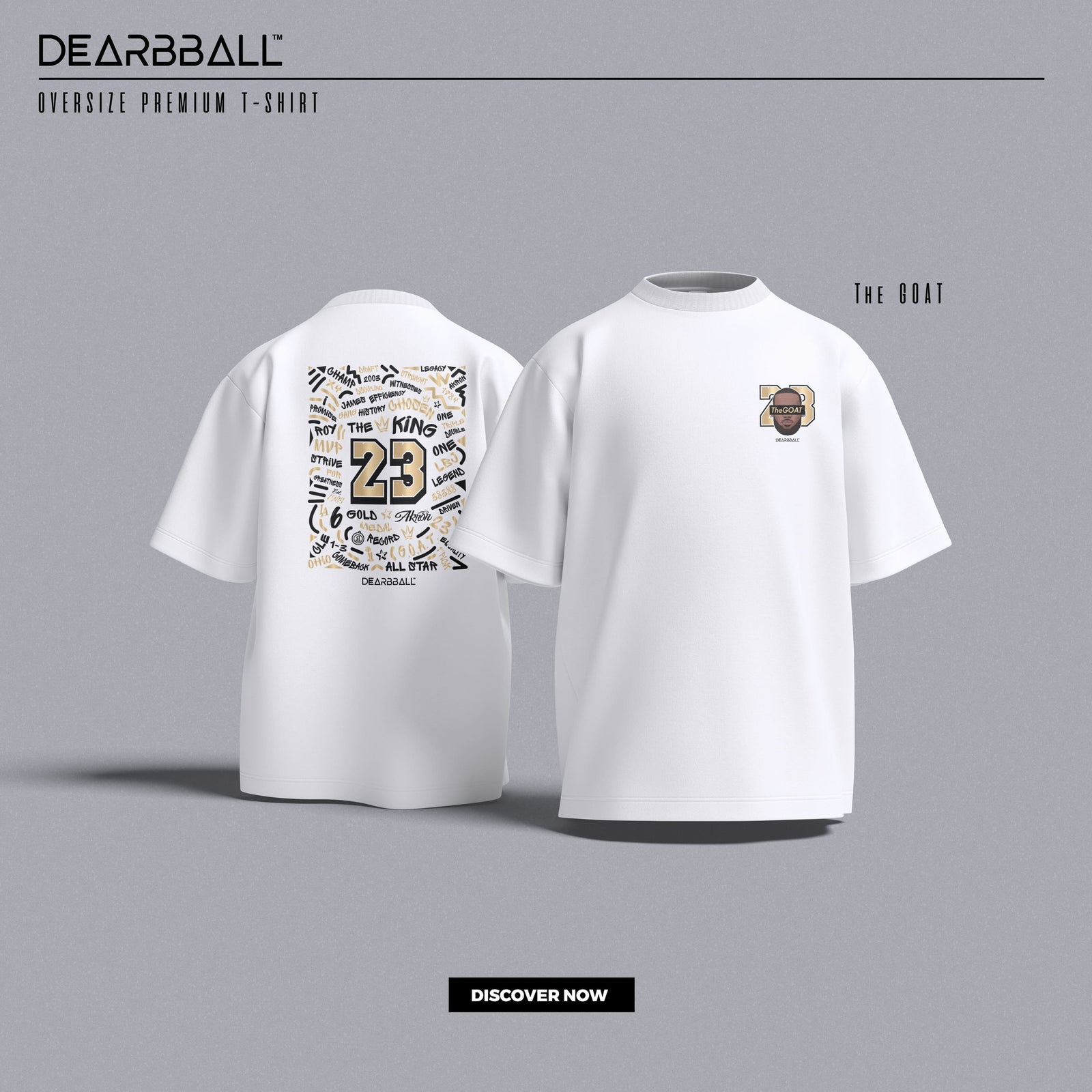 T-Shirt Oversized Premium DearBBall - Edição TheGOAT Gold Words Matter