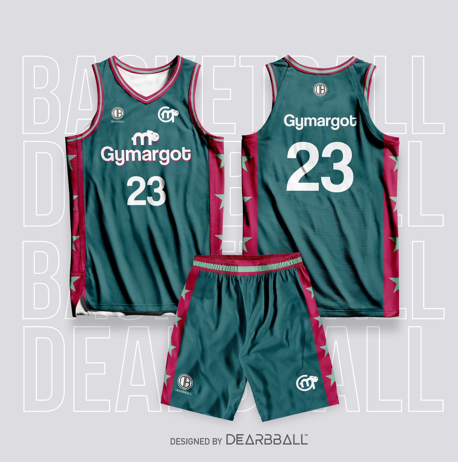 DearBBall Ensemble Maillot Short de basket - GYMARGOT Green Edition