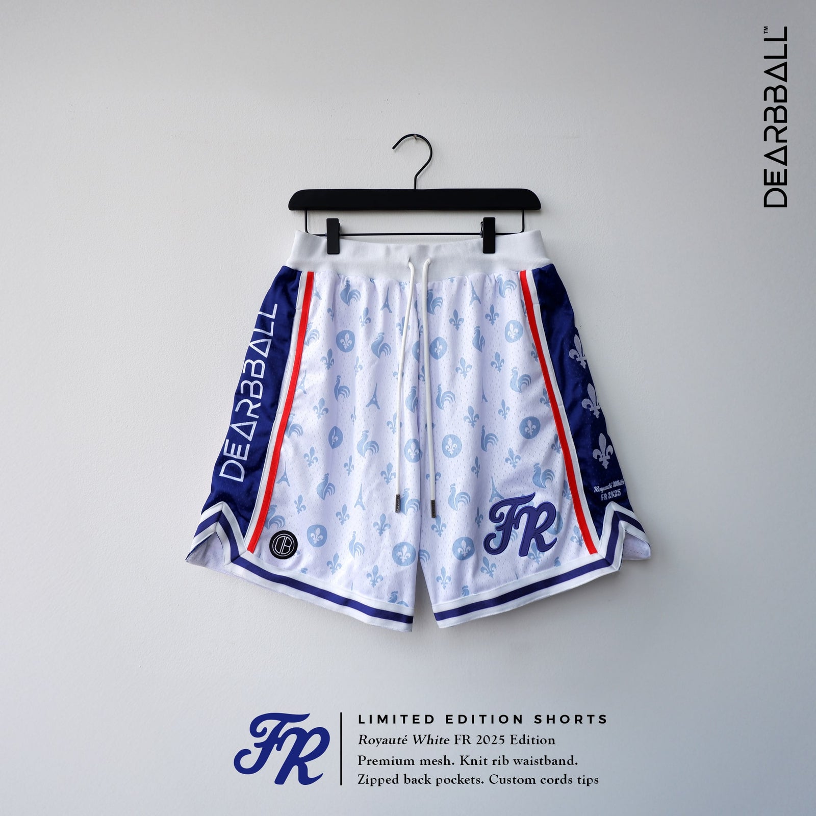 Calções Mesh DearBBall FR - Edição Limitada ROYAUTÉ WHITE