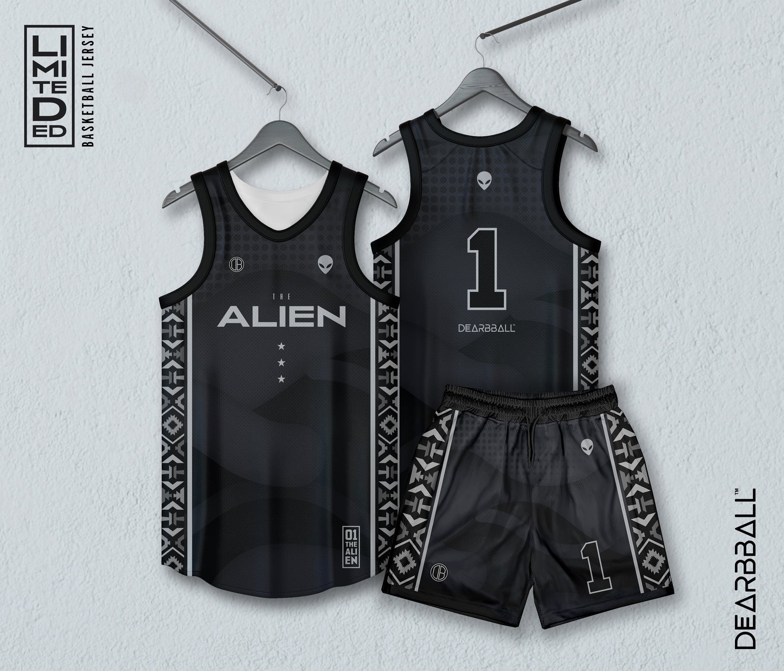 DearBBall Trikot-Shorts-Set - AL1EN 1 Silber Edition