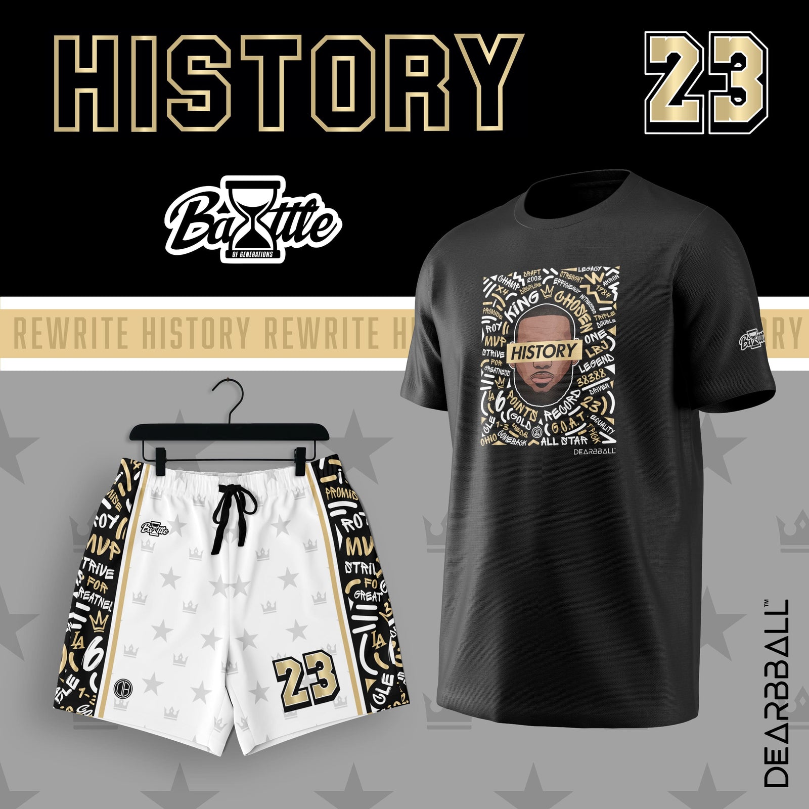 T-shirt DearBBall - Edição Premium HISTORY WORDS MATTER BOG