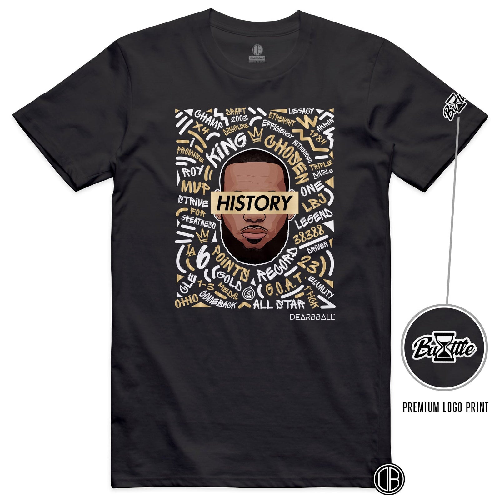 T-shirt DearBBall - Edição Premium HISTORY WORDS MATTER BOG