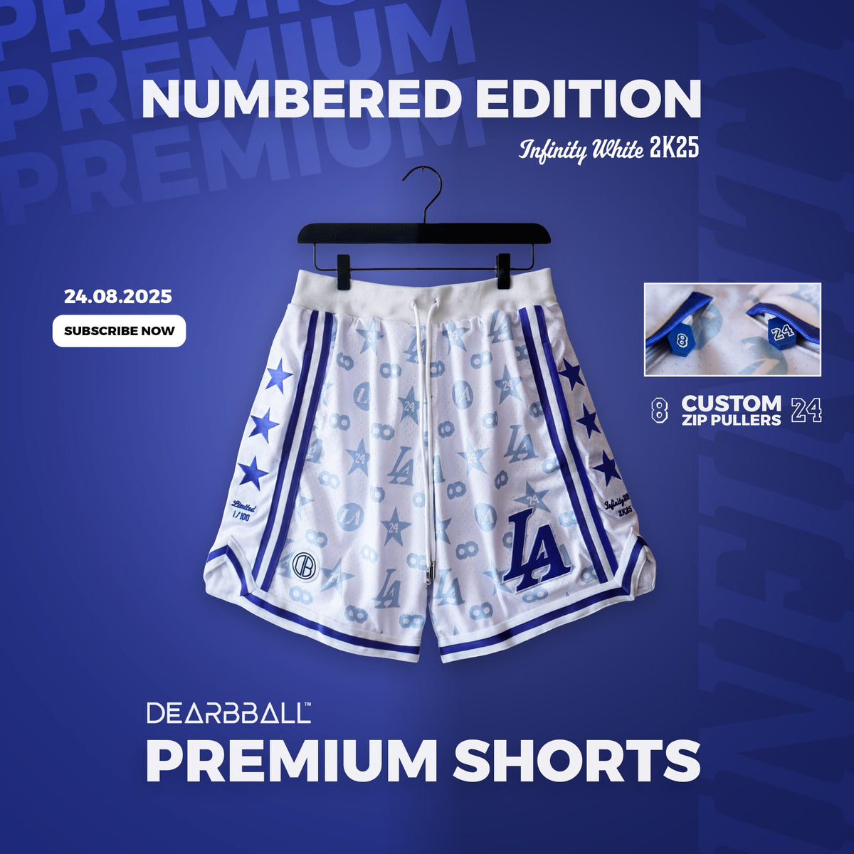 DBB SHORT MESH PREMIUM - INFINITY WHITE NUMÉROTÉ ÉDITION LIMITÉE