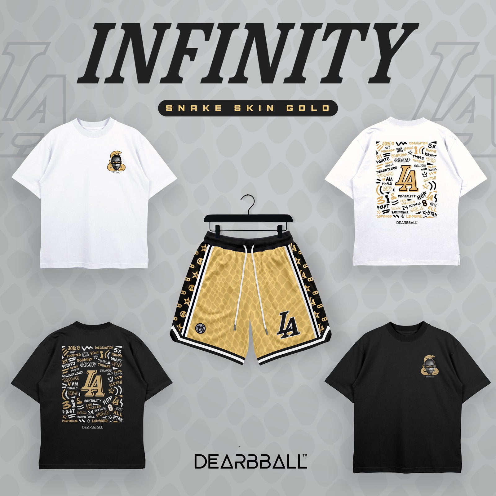 DearBBall T-Shirt Oversized Premium - INFINITY GOLD Snake Words Matter Backprint Edition