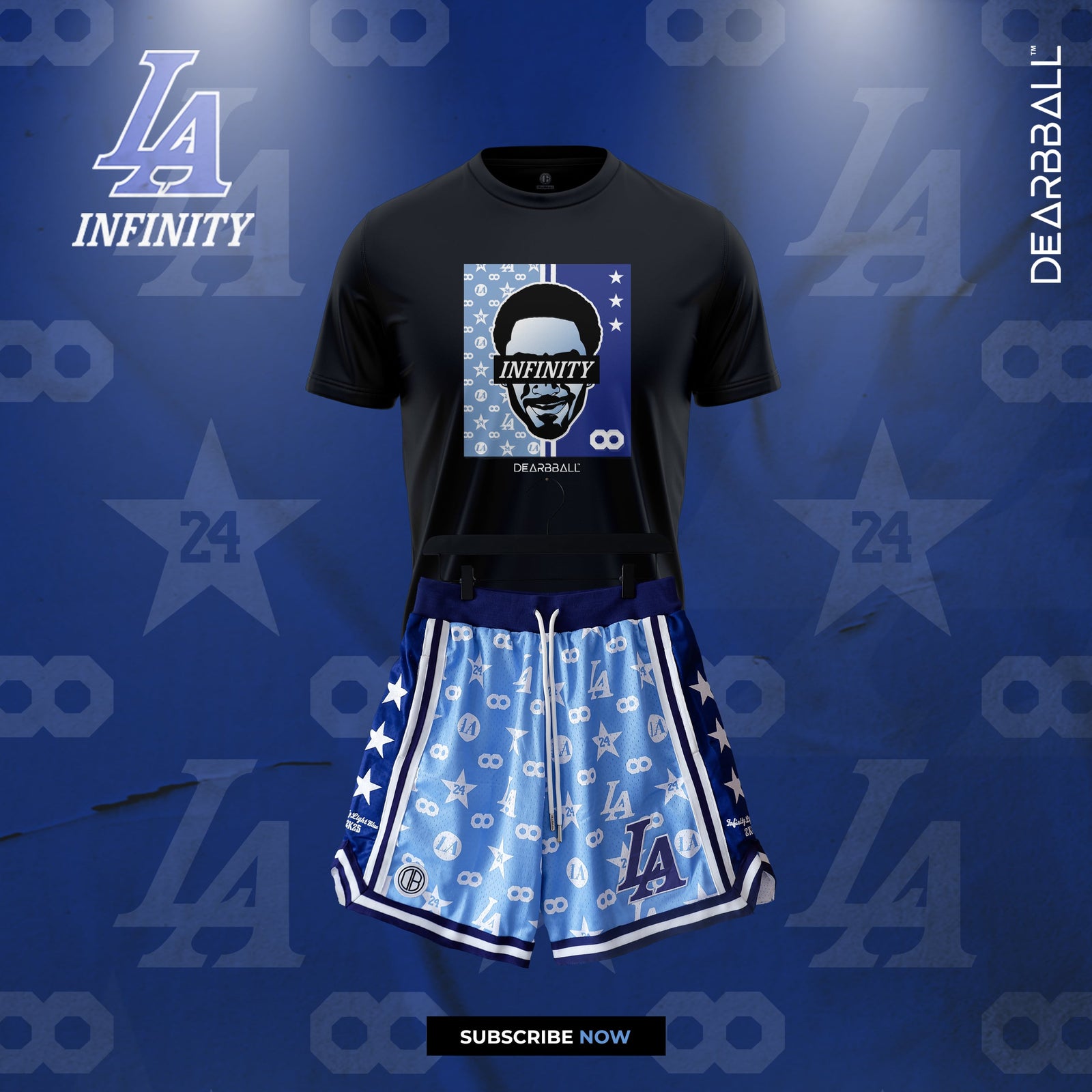 Conjunto DearBBall Calção Mesh e T-shirt - Edição Los Angeles INFINITY Light Blue
