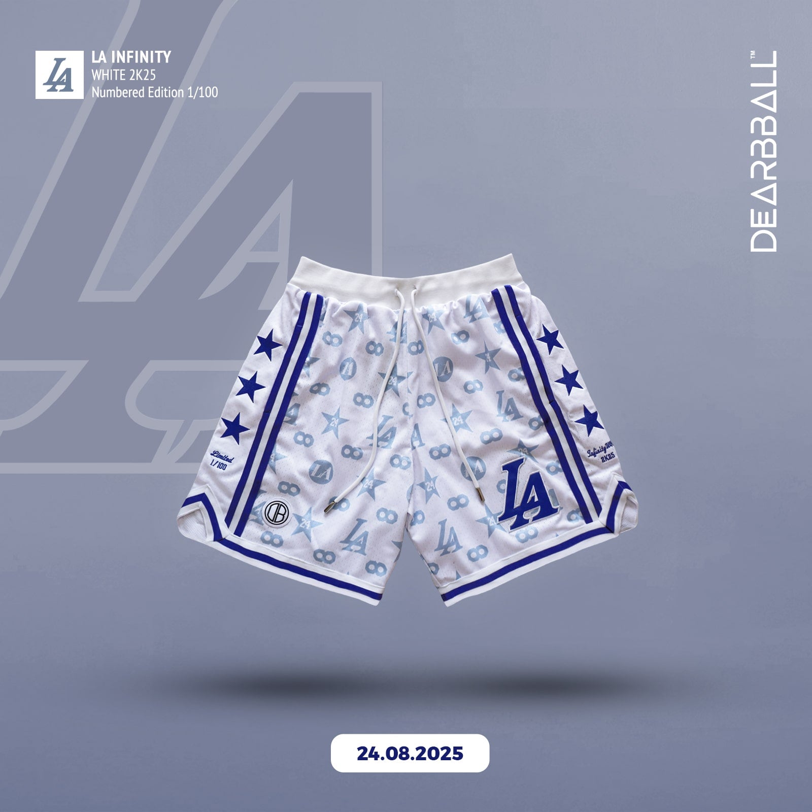 DBB SHORT MESH PREMIUM - L.A. INFINITY HVIT NUMMERERT BEGRENSET UTGAVE