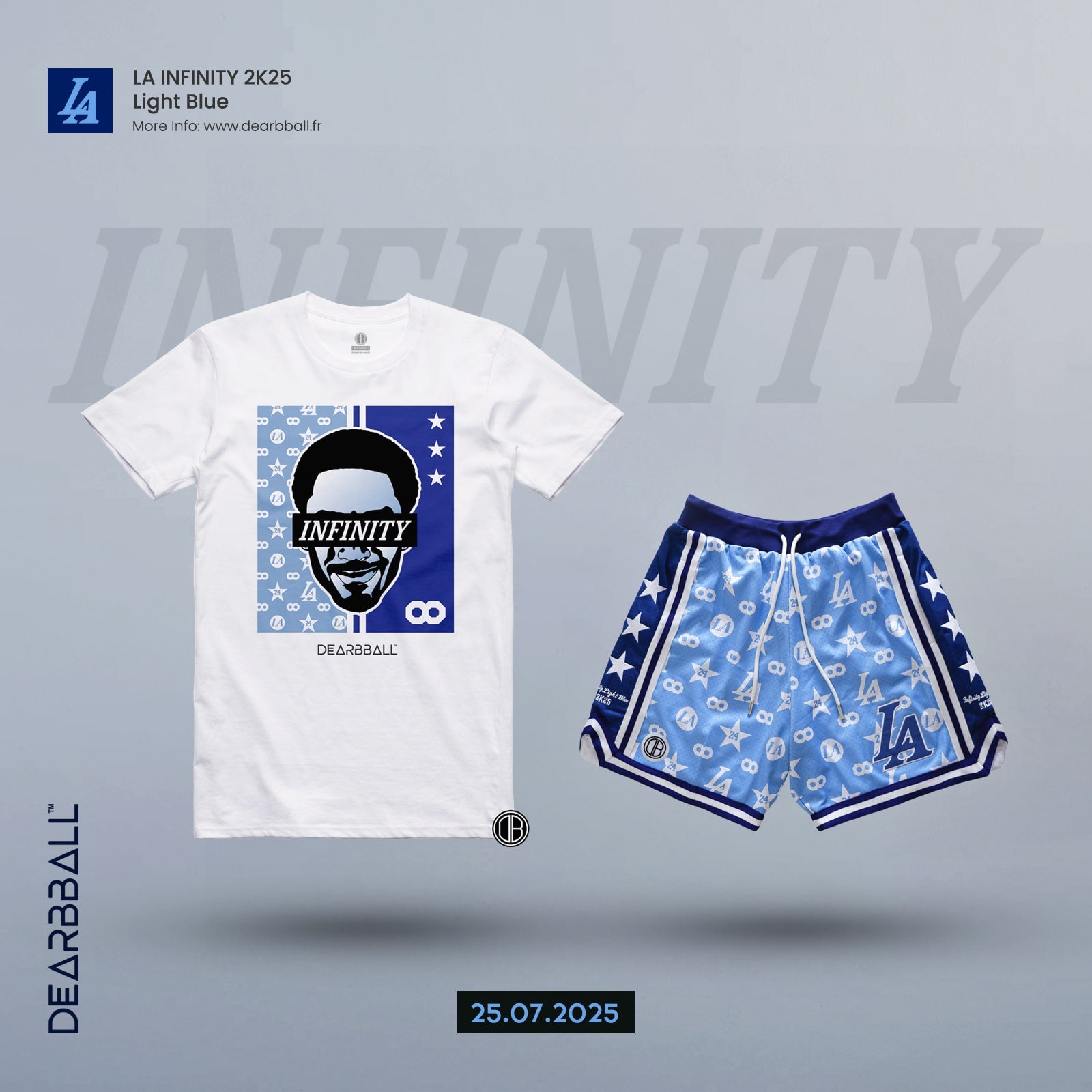 Conjunto DearBBall Calção Mesh e T-shirt - Edição Los Angeles INFINITY Light Blue