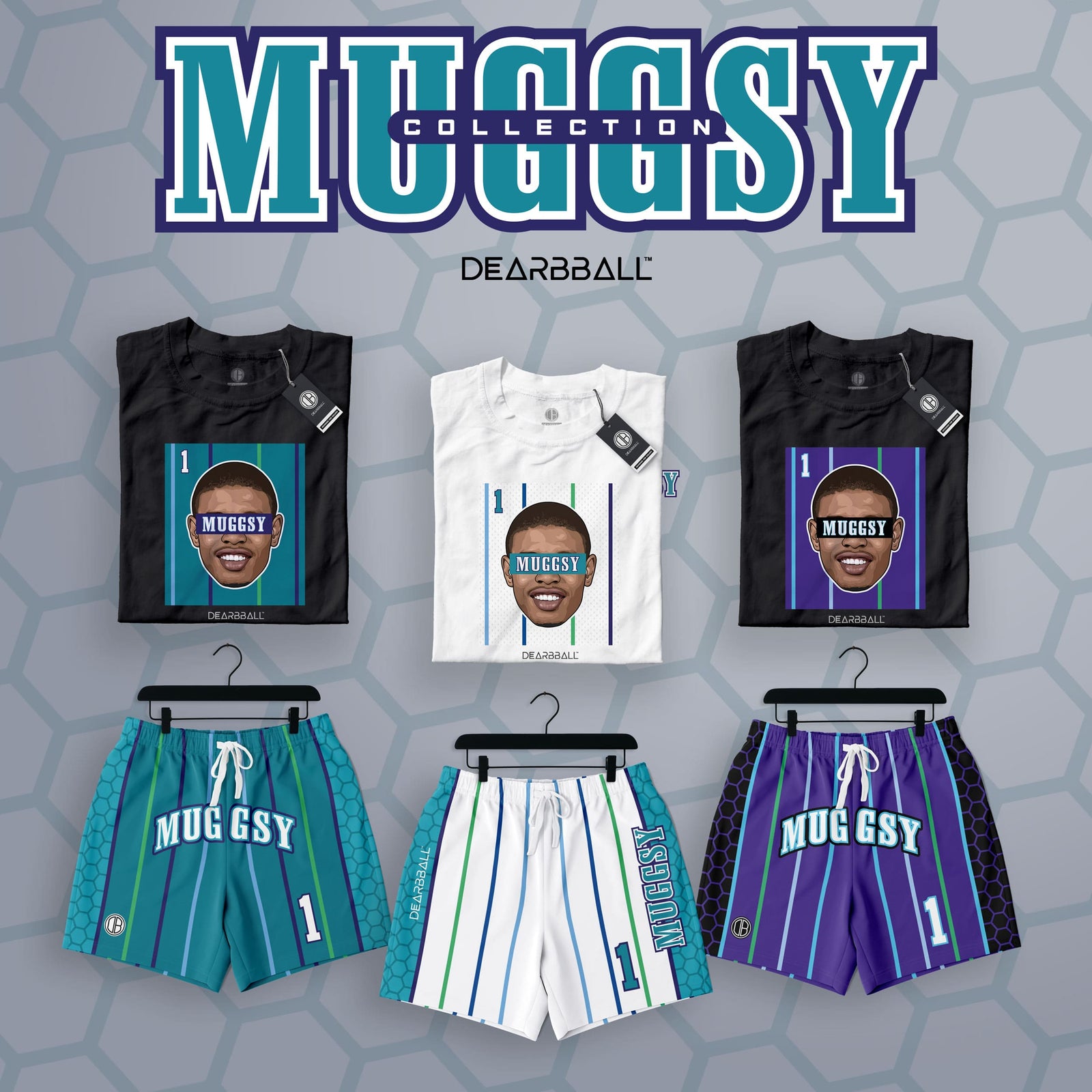 DearBBall Set Shorts und T-Shirt - MUGGSY Teal Edition