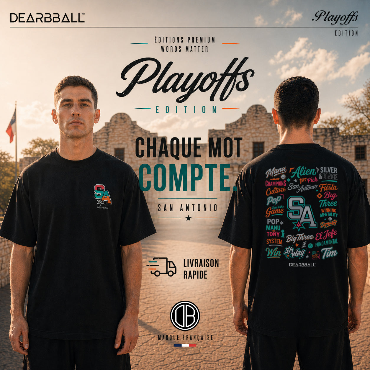 DearBBall T-skjorte Oversized Premium - SAN ANTONIO Fiesta Words Matter-utgave