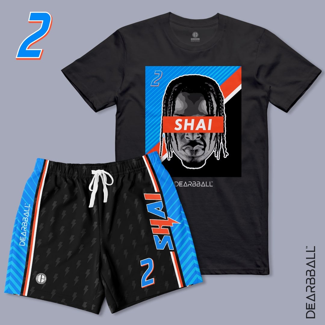 DearBBall Shorts- og T-skjorte-sett - SHAI OKC Lightning Edition
