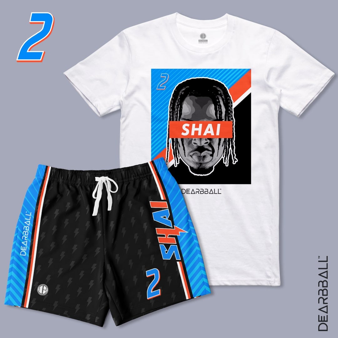 DearBBall Shorts- og T-skjorte-sett - SHAI OKC Lightning Edition
