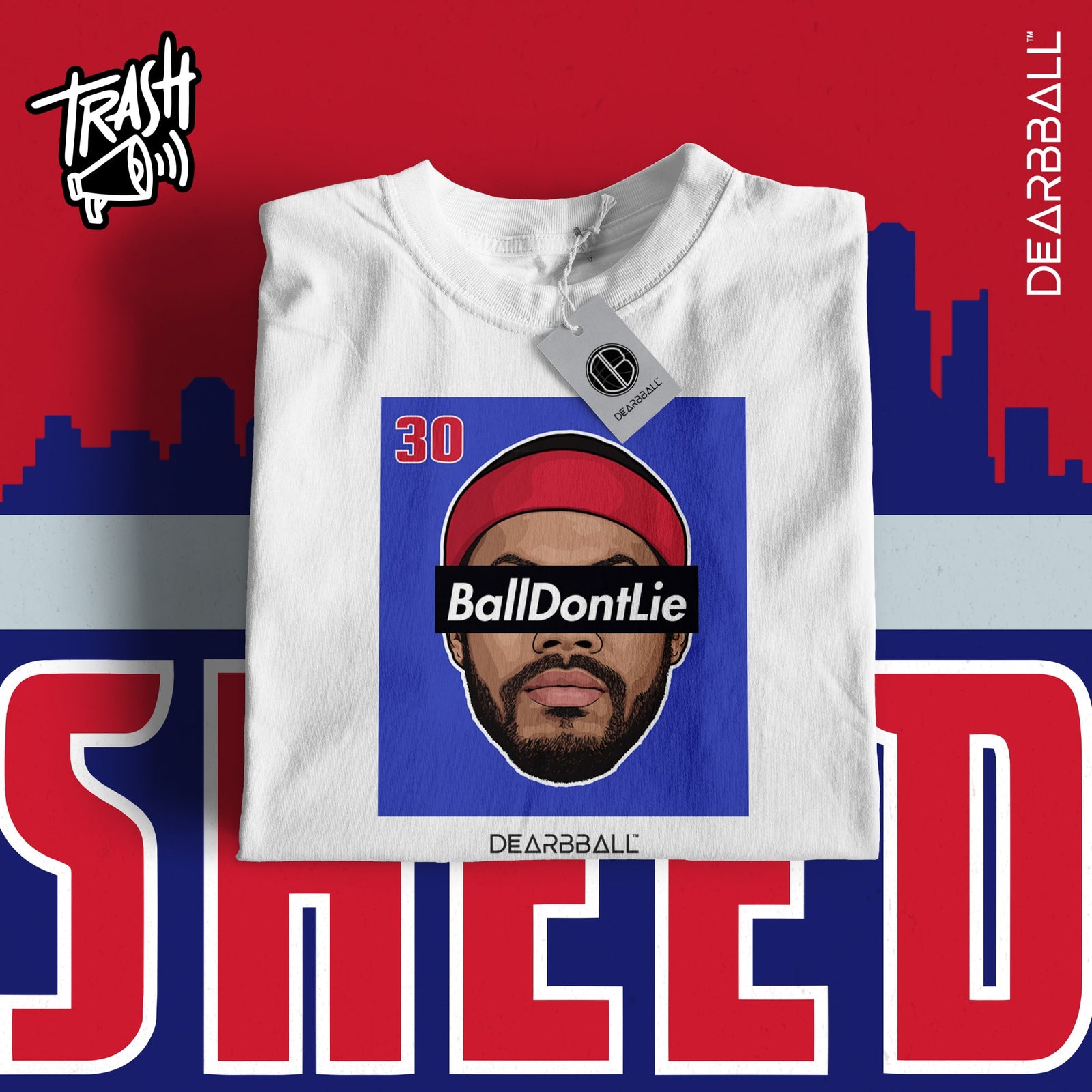DearBBall Premium T-skjorte - BallDontLie Detroit Trash 📢 Broderi-utgave