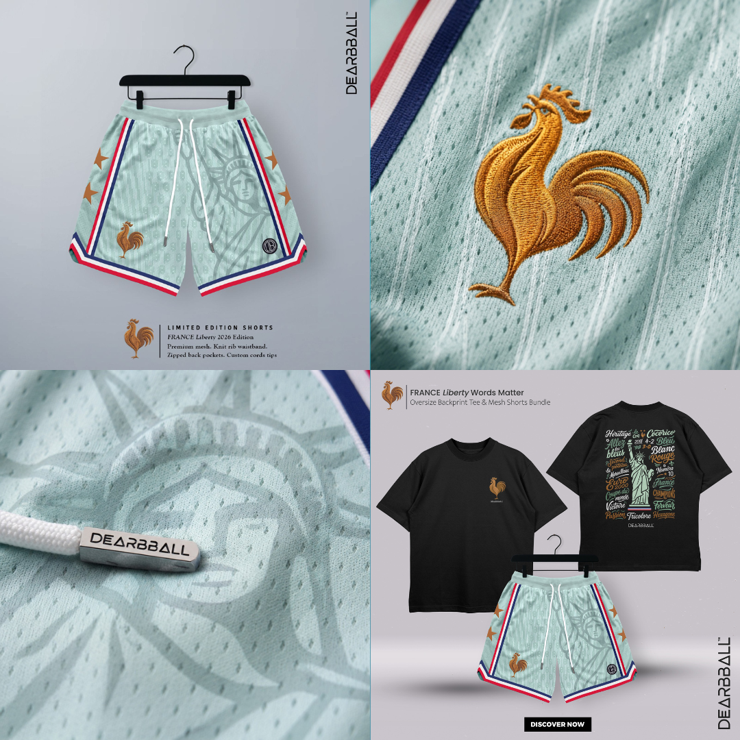 DearBBall Ensemble Short Mesh T-Shirt Premium - FRANCE LIBERTY Words Matter Edition