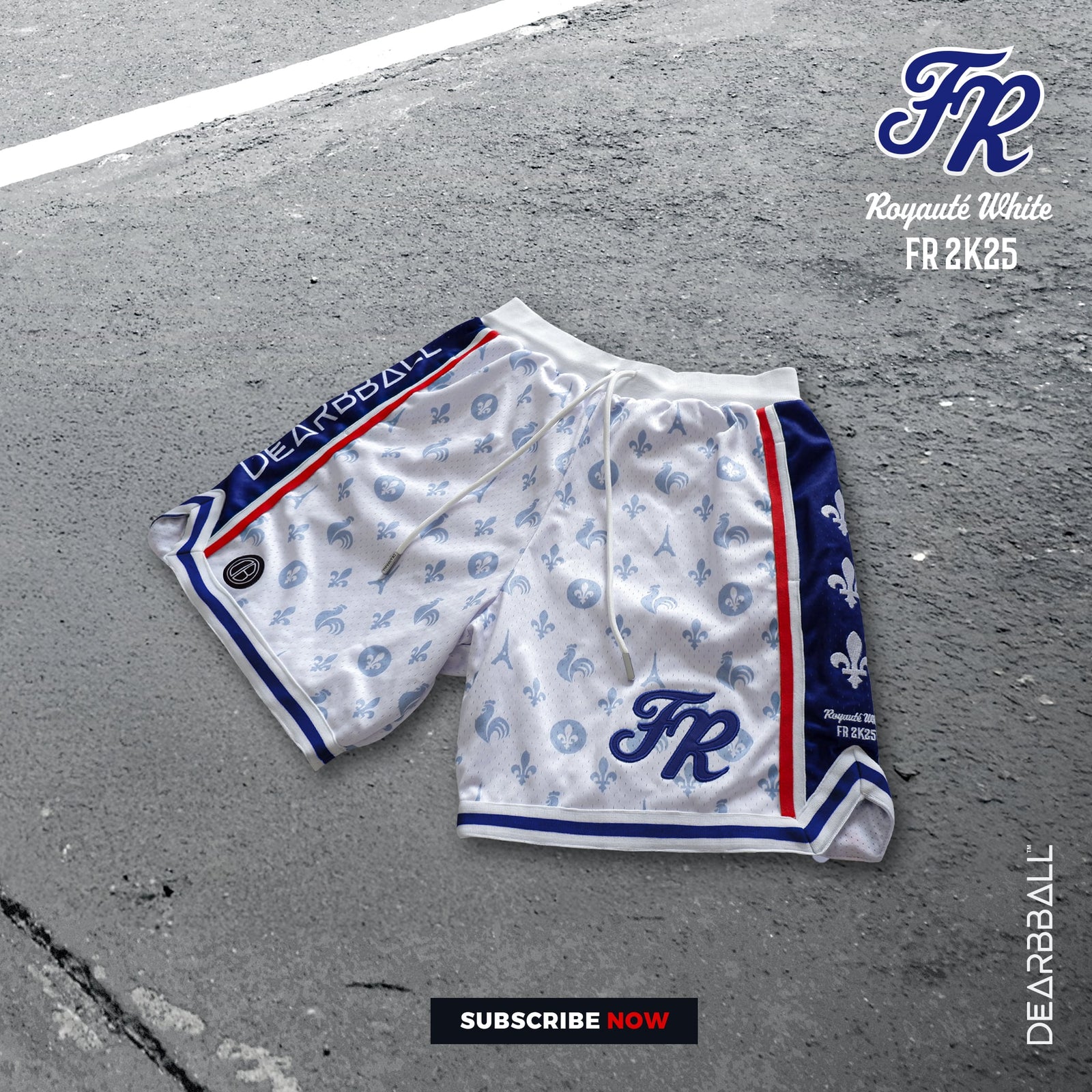 Calções Mesh DearBBall FR - Edição Limitada ROYAUTÉ WHITE