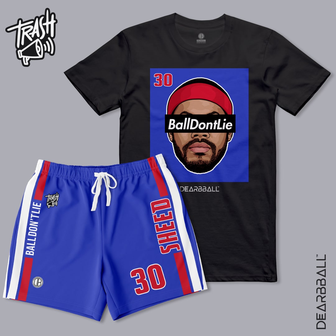 DearBBall Sett Shorts og T-skjorte - BallDontLie Detroit Trash-utgave