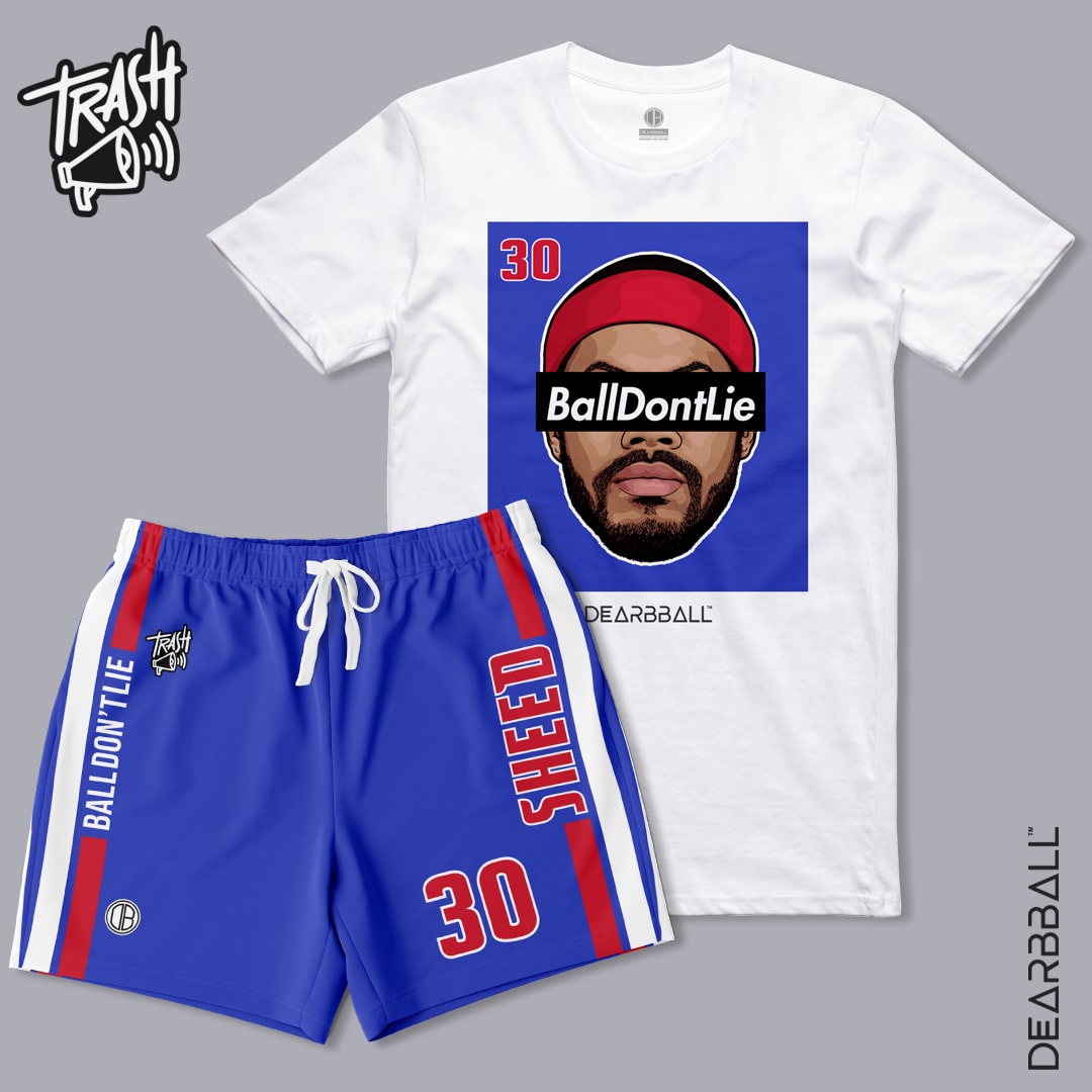 DearBBall Sett Shorts og T-skjorte - BallDontLie Detroit Trash-utgave