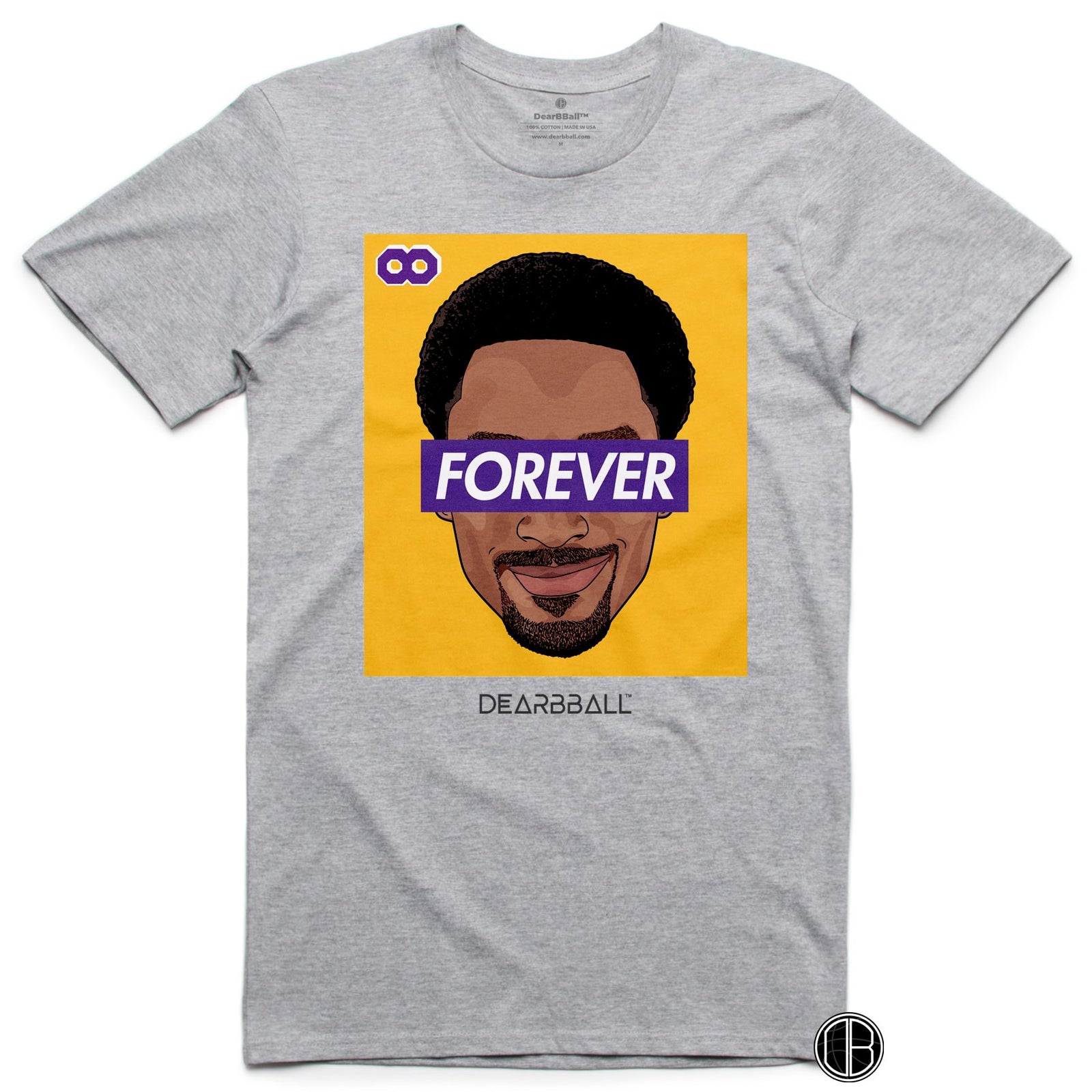 Kobe Bryant FOREVER T-Shirt - 8 Infinity Young Afro Gold Version Los Angeles Lakers Basketball Dearbball gris