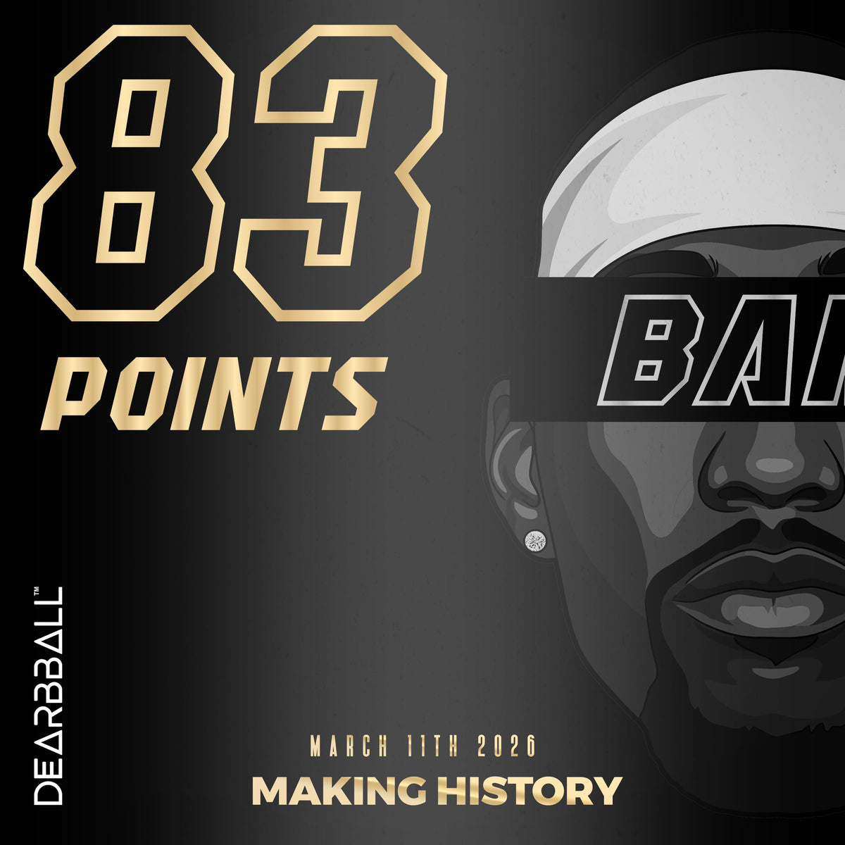DearBBall Sweat à Capuche - BAM 83 pts History Record Edition