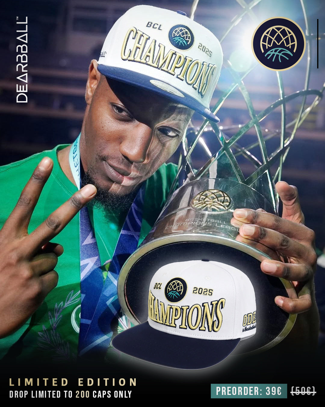 DearBBall Casquette Champions - Basketball Champions League Edition Limitée