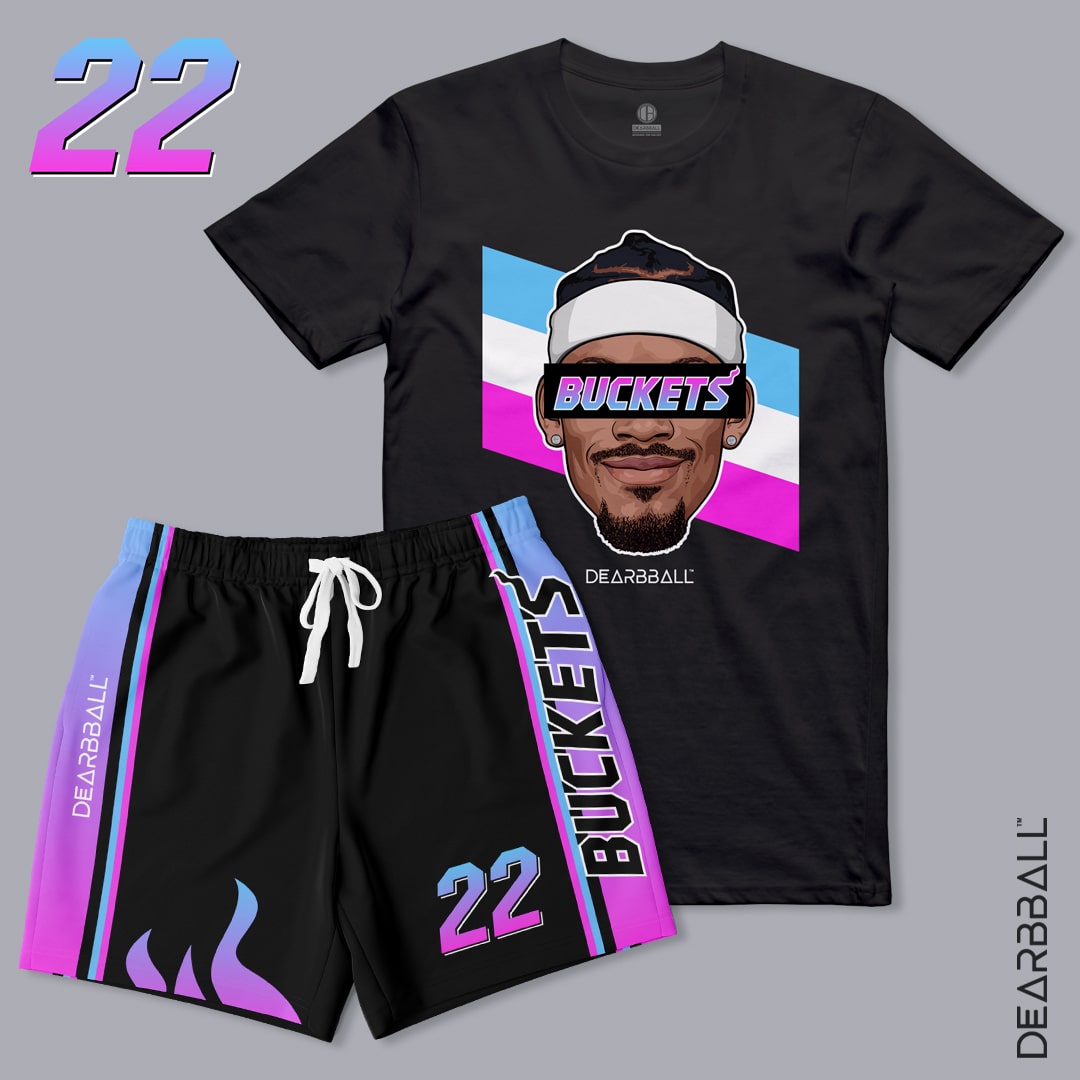 DearBBall T-Shirt - BUCKETS Miami Vice City Stripes Edition