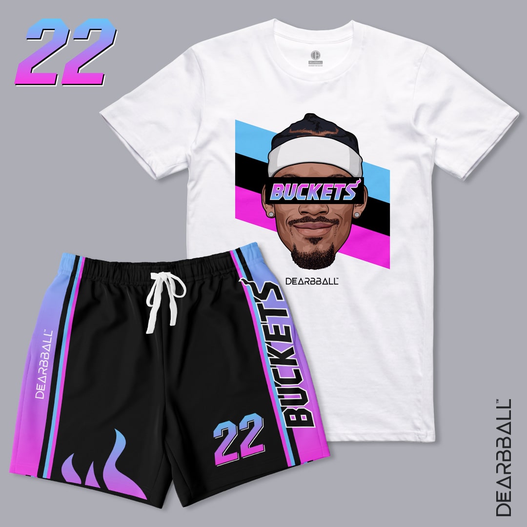 DearBBall T-Shirt - BUCKETS Miami Vice City Stripes Edition