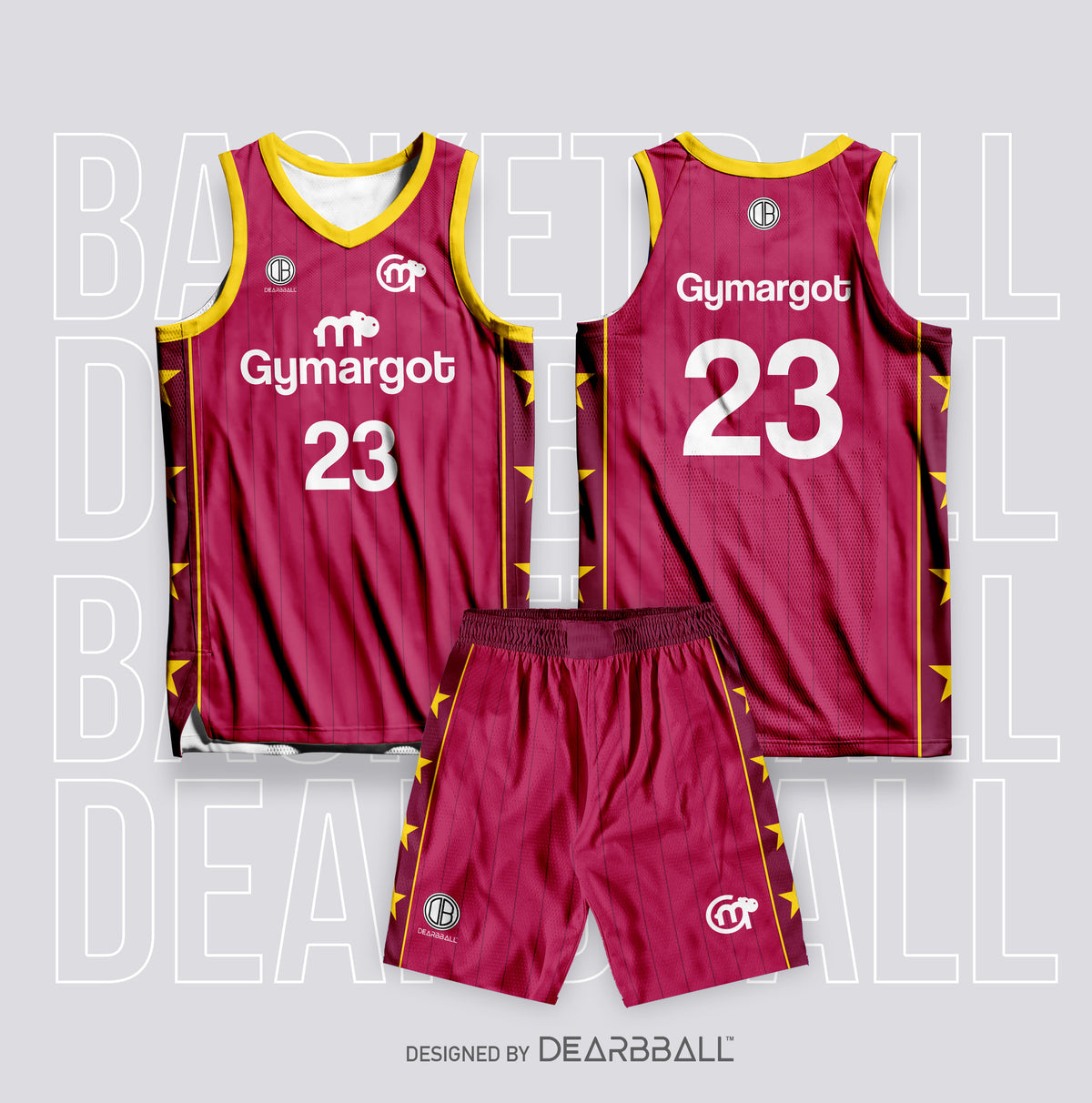 DearBBall Ensemble Maillot Short de basket - GYMARGOT Framboise Edition