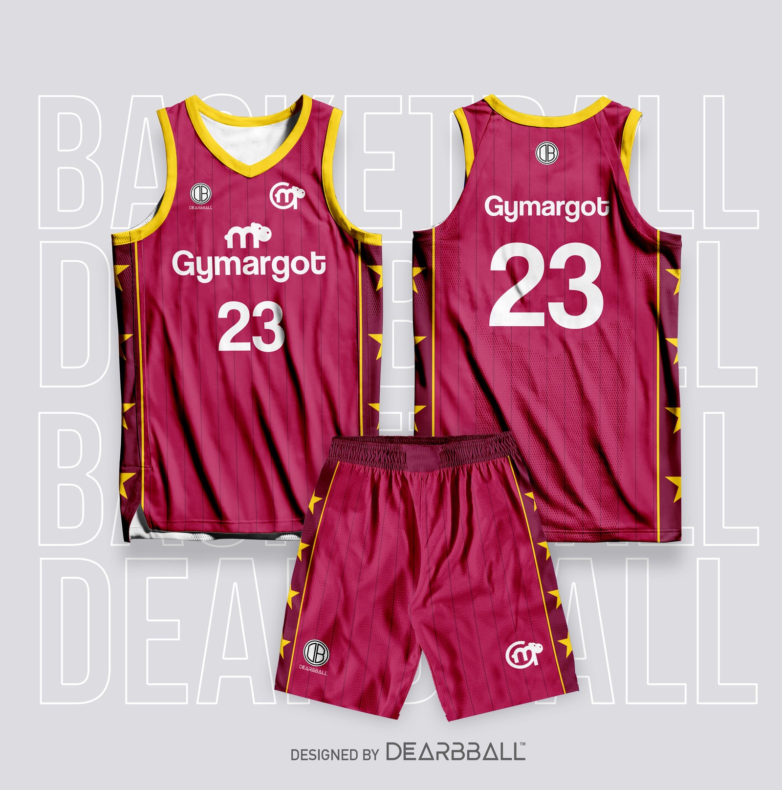 DearBBall Ensemble Maillot Short de basket - GYMARGOT Framboise Edition