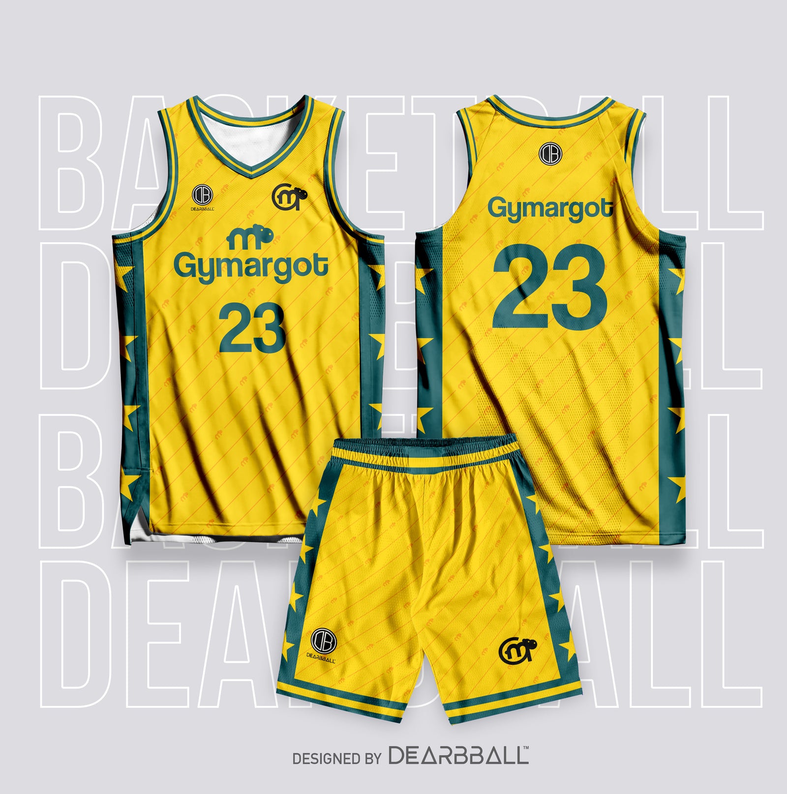 DearBBall Ensemble Maillot Short de basket - GYMARGOT Yellow Edition