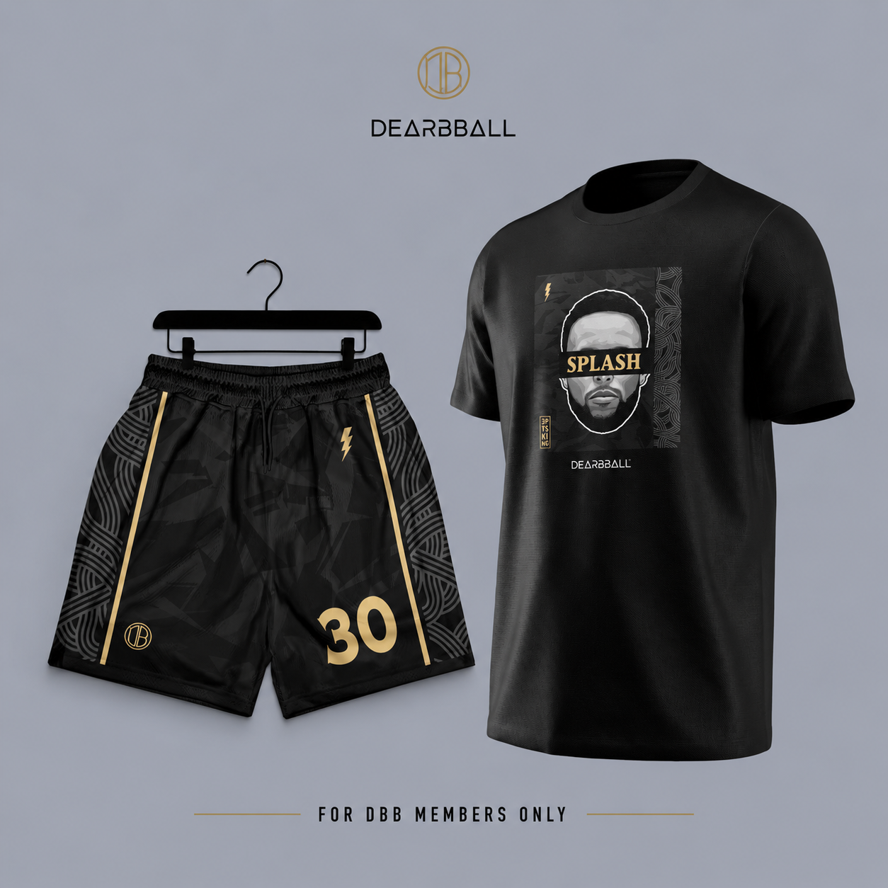 DearBBall T-skjorte - SPLASH Svart & Gull Luksusutgave