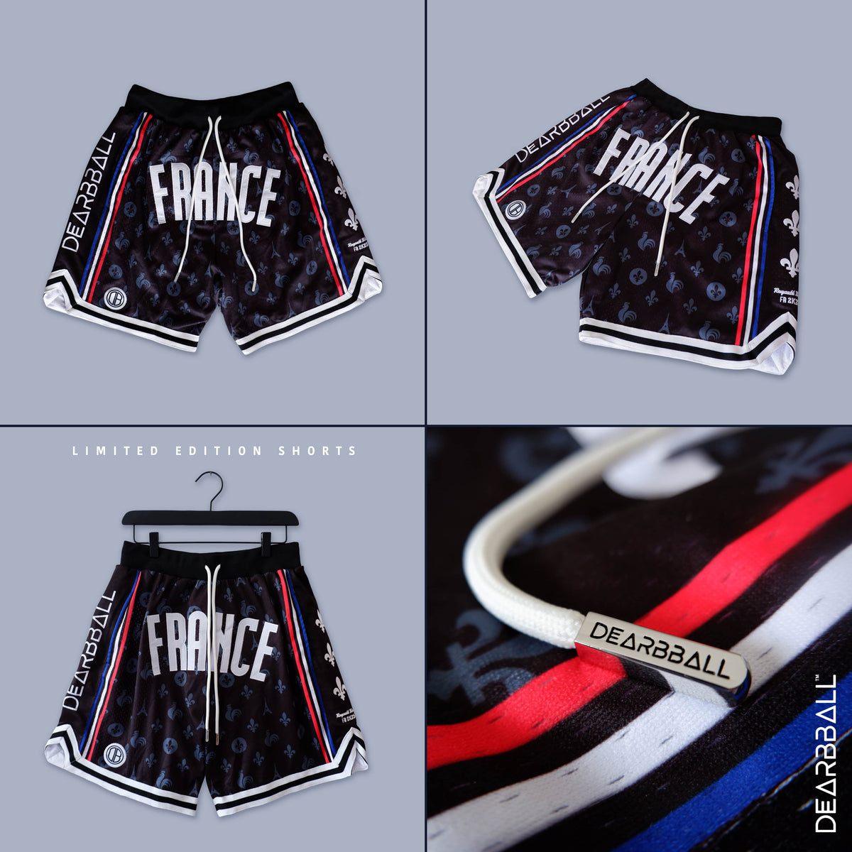DBB SHORT MESH PREMIUM - FRANCE ROYAUTÉ BLACK ÉDITION LIMITÉE