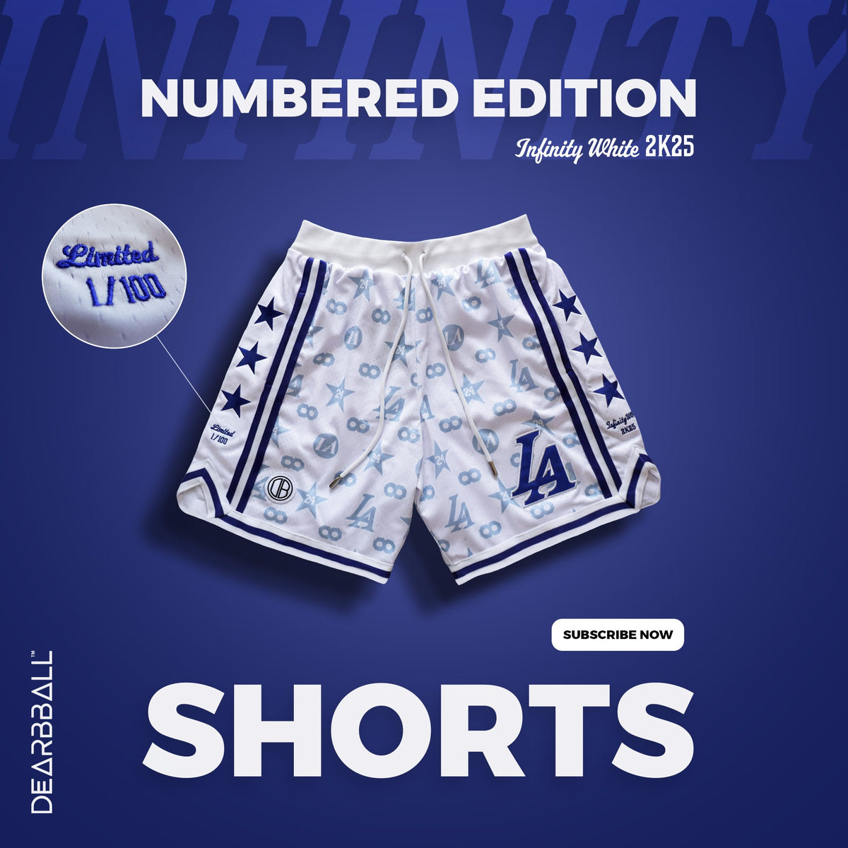 DBB SHORT MESH PREMIUM - L.A. INFINITY HVIT NUMMERERT BEGRENSET UTGAVE