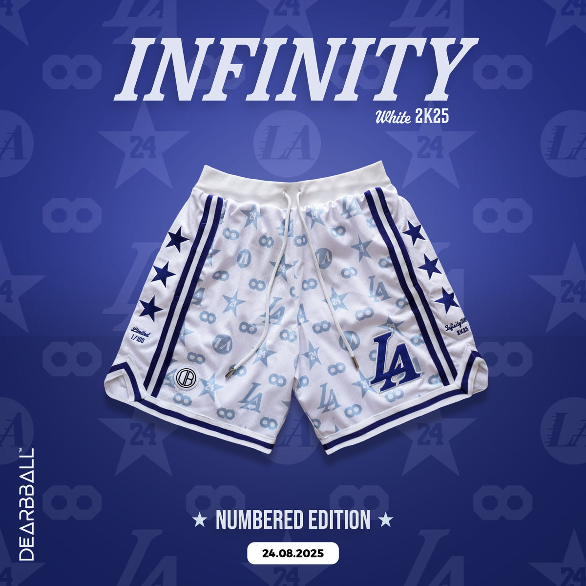 DBB SHORT MESH PREMIUM - INFINITY WHITE NUMÉROTÉ ÉDITION LIMITÉE