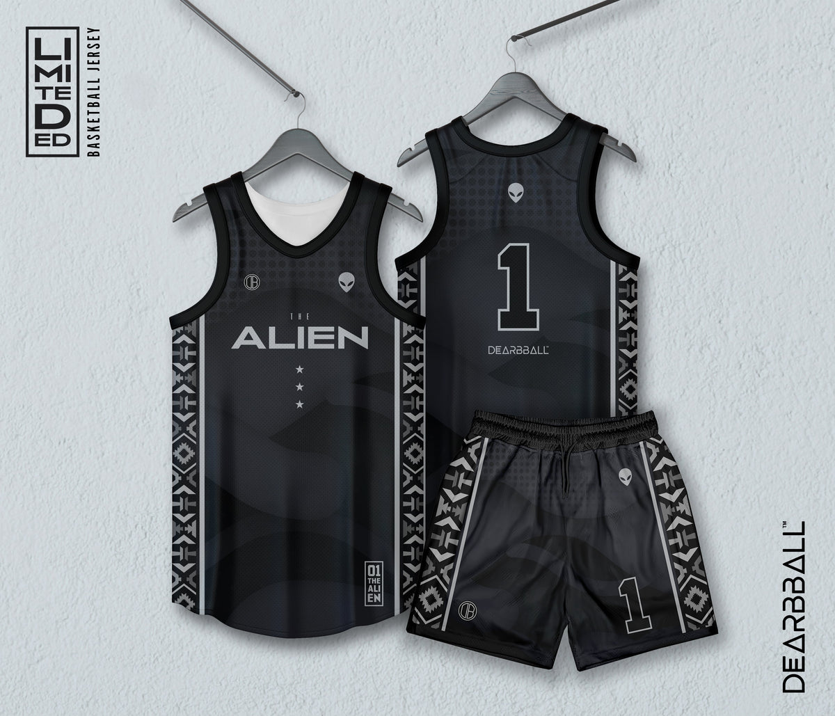 DearBBall Trikot-Shorts-Set - AL1EN 1 Silber Edition