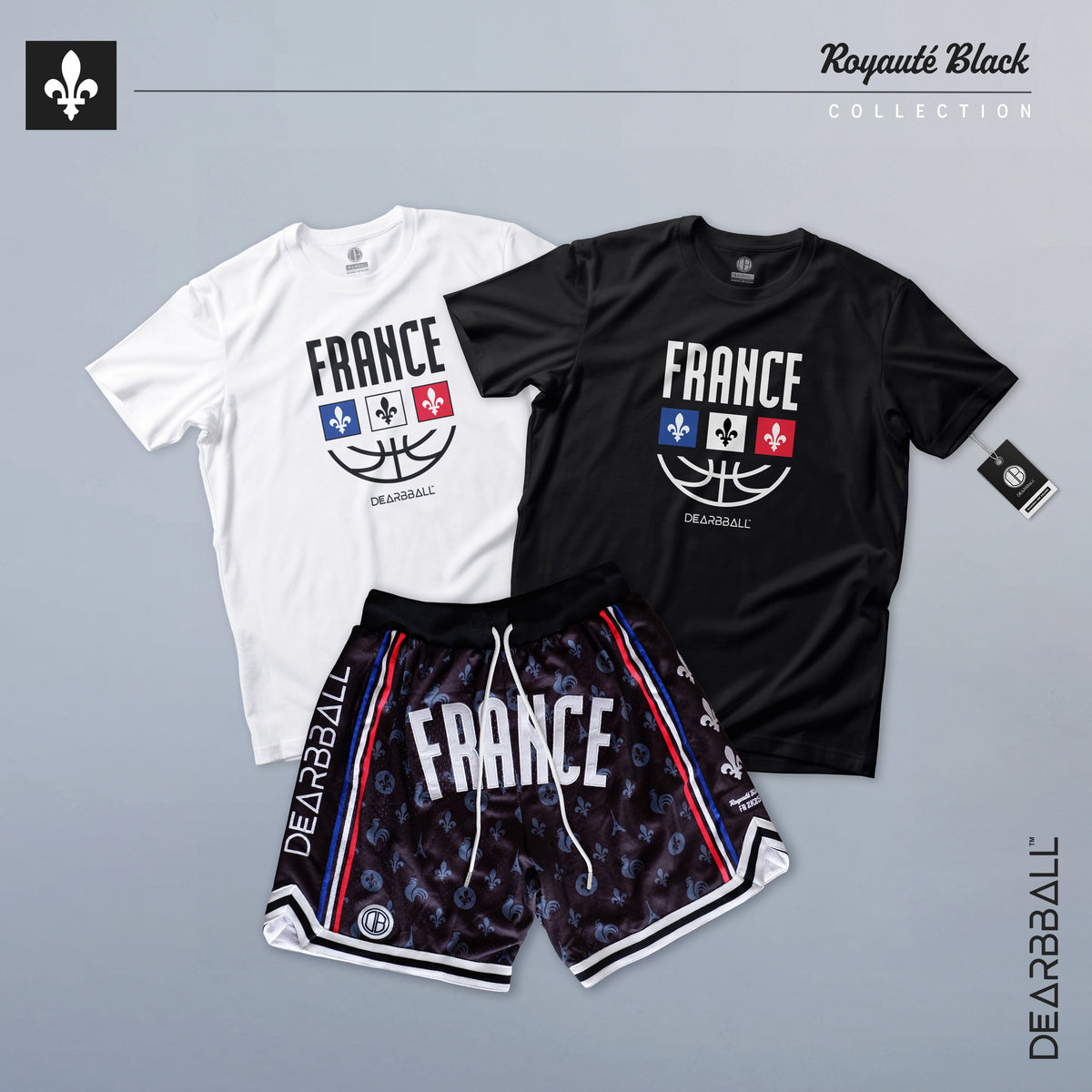 DBB SHORT MESH PREMIUM - FRANCE ROYAUTÉ BLACK ÉDITION LIMITÉE