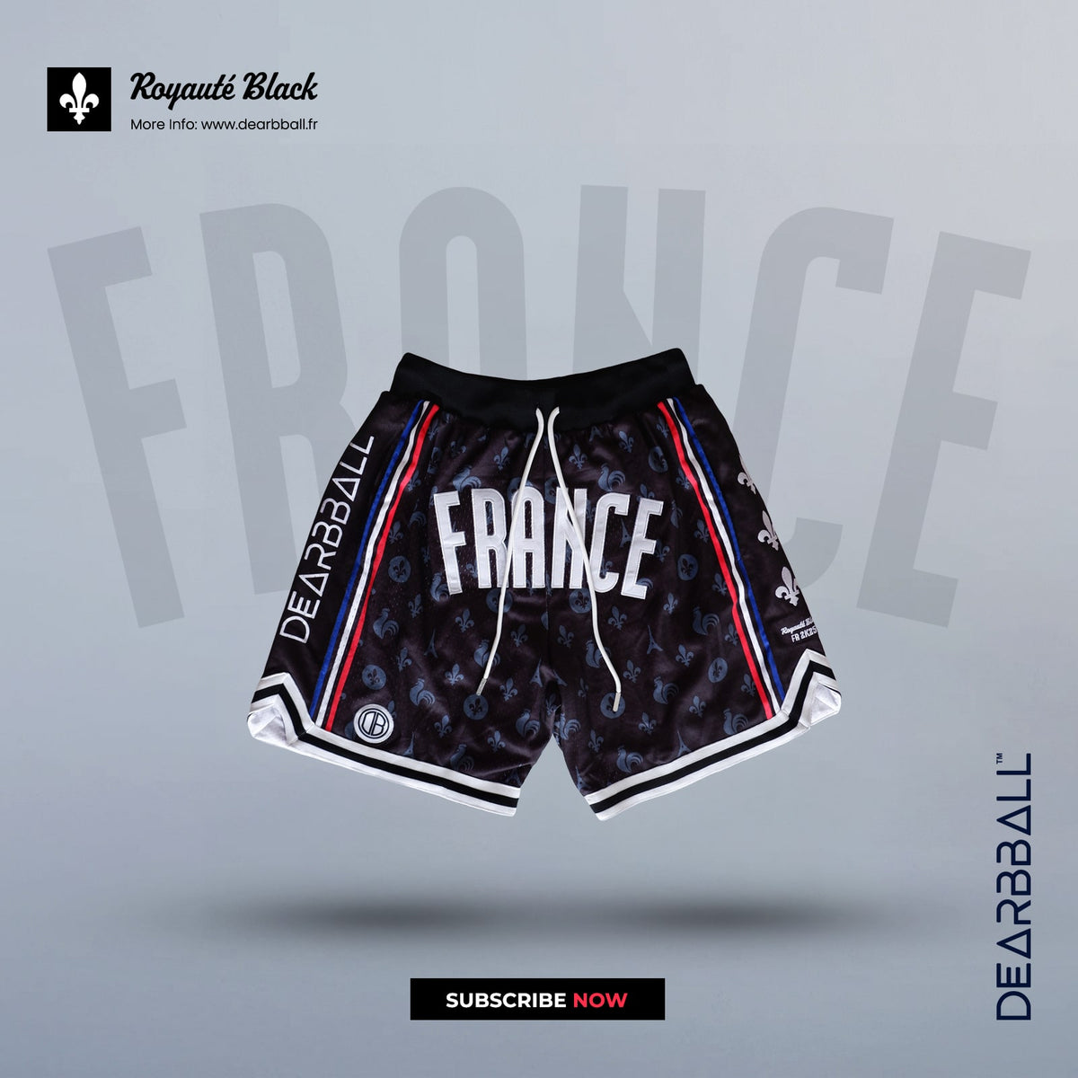 DBB SHORT MESH PREMIUM - FRANCE ROYAUTÉ BLACK ÉDITION LIMITÉE