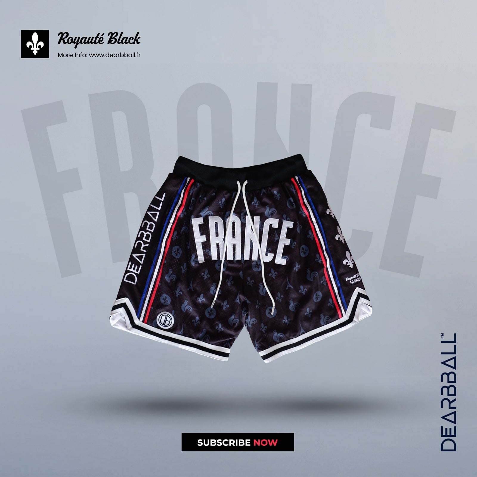 Calção MESH PREMIUM DBB - Edição LIMITADA FRANCE ROYAUTÉ BLACK
