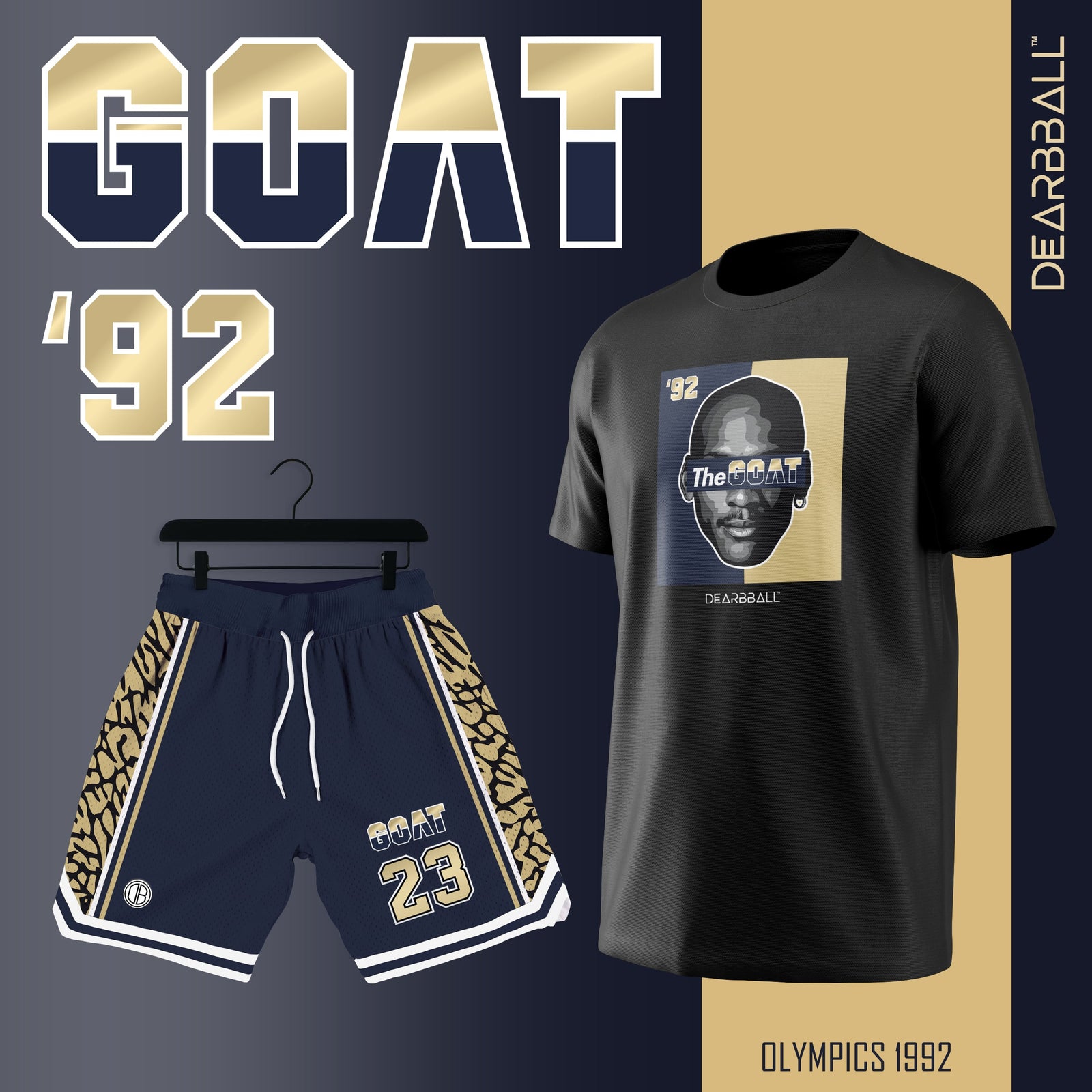 Calções Mesh Premium DearBBall - GOAT GOLD 92'