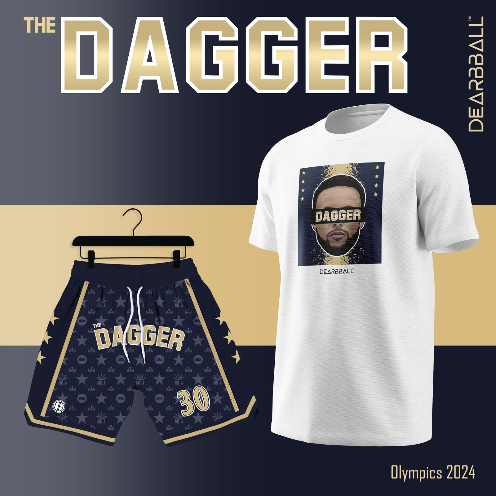 DearBBall Ensemble Short Mesh T-Shirt - DAGGER STARS GOLD Edition