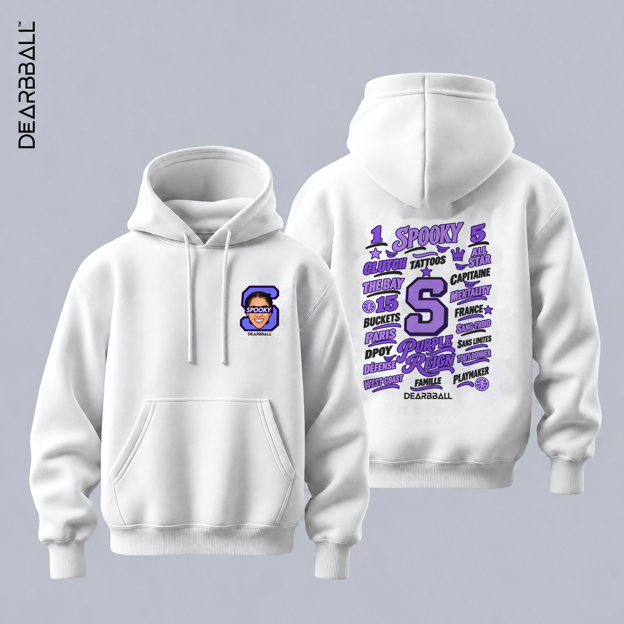 DearBBall Hoodie Premium - SPOOKY Purple Words Matter Edition