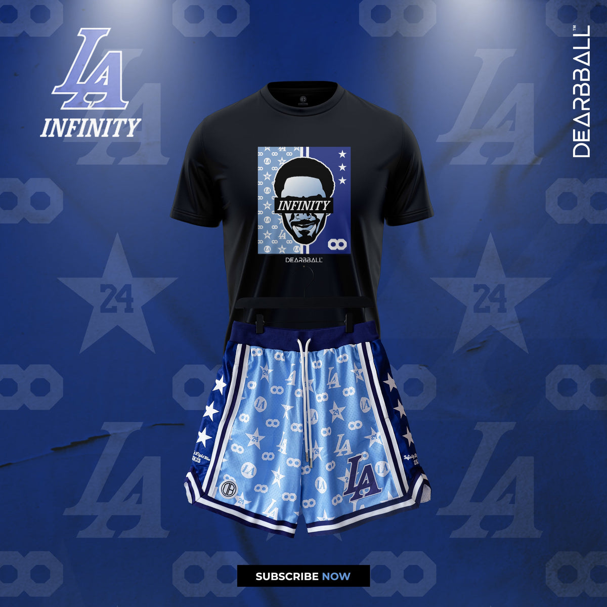 DearBBall Ensemble Short Mesh T-Shirt - Los Angeles INFINITY Light Blue Edition