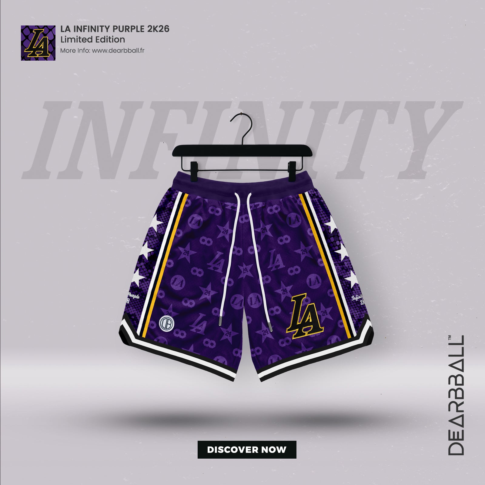 DBB SHORT MESH PREMIUM - L.A. INFINITY HVIT NUMMERERT BEGRENSET UTGAVE