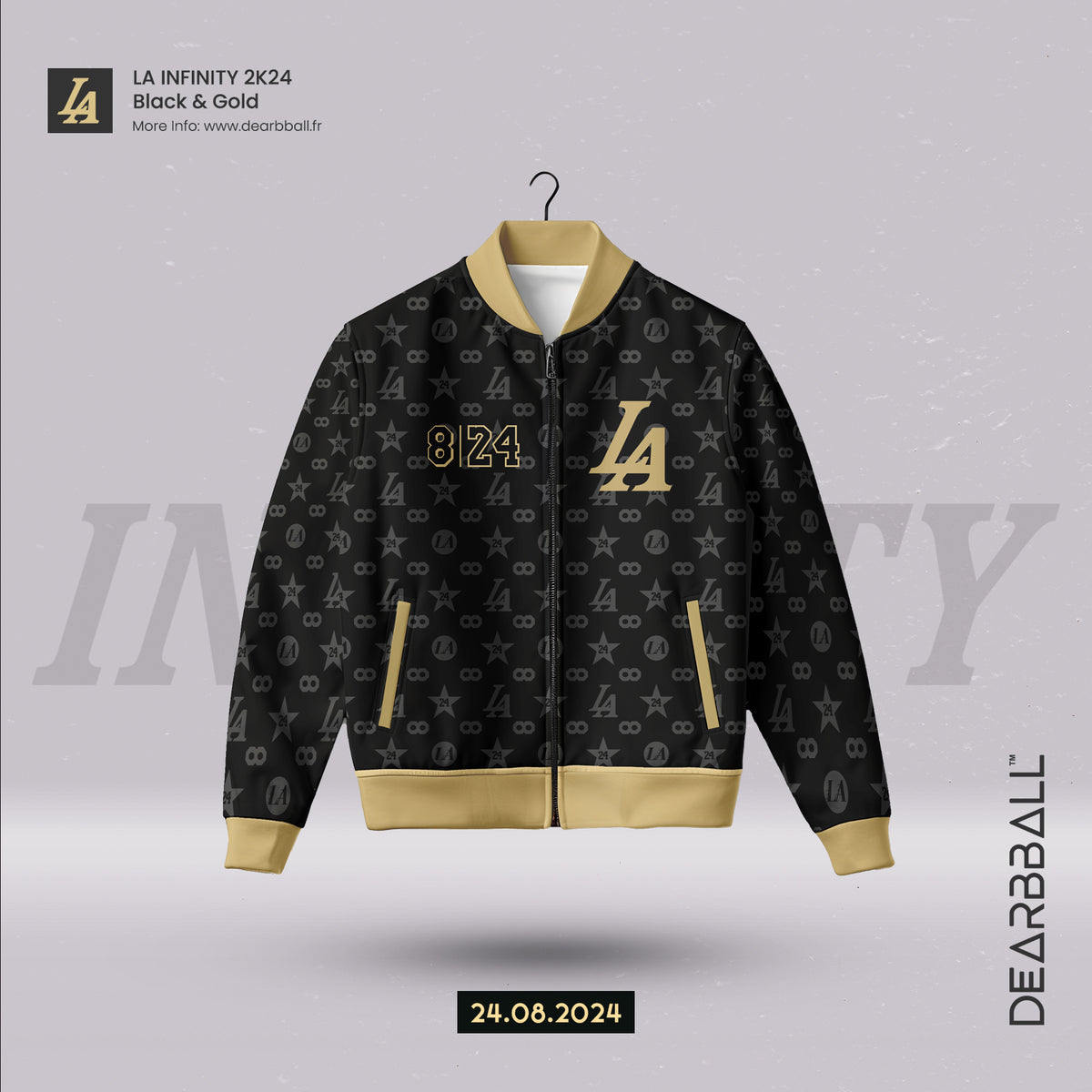 DearBBall Veste Bomber - INFINITY Gold &amp; Black Edition