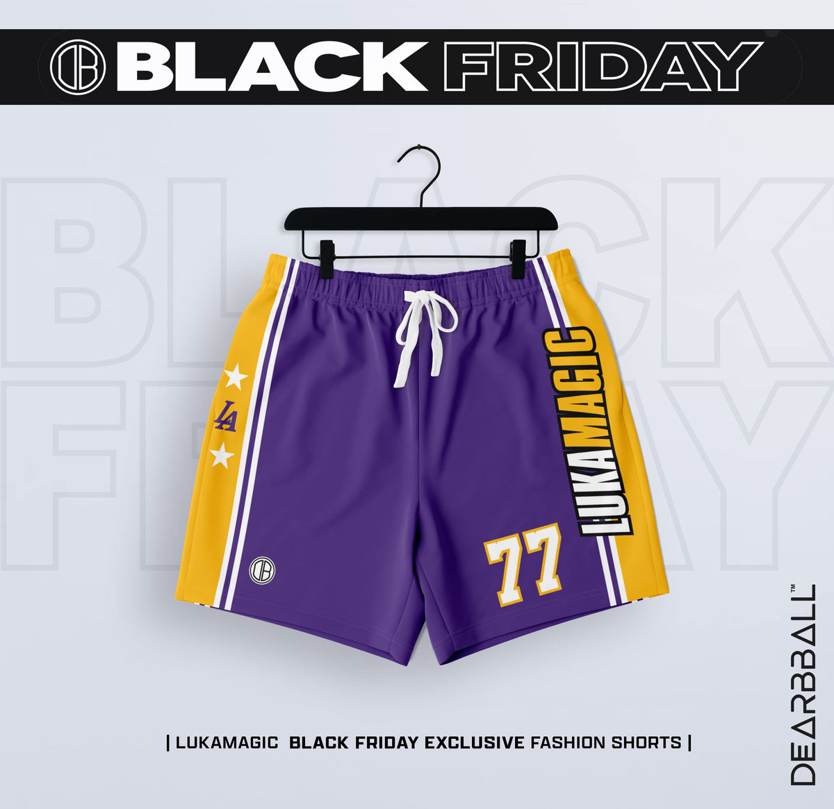 DearBBall Fashion Short - LukaMagic 77 Purple &amp; Gold Edition