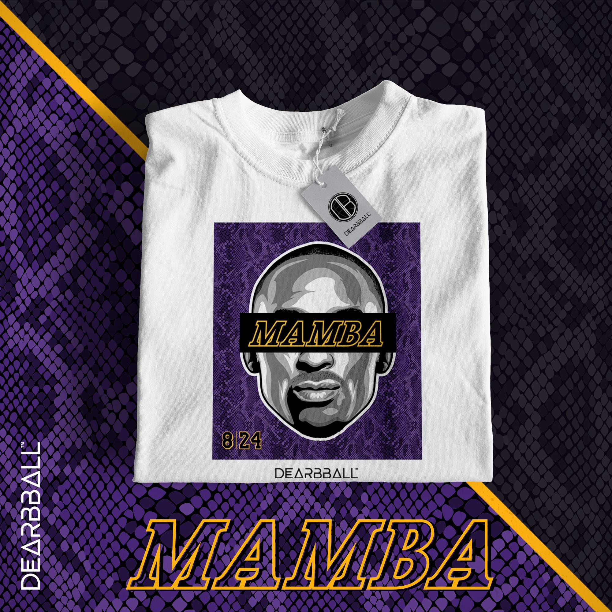 DearBBall T-Shirt - MAMBA 8 24 Snake Skin B&amp;W Edition 