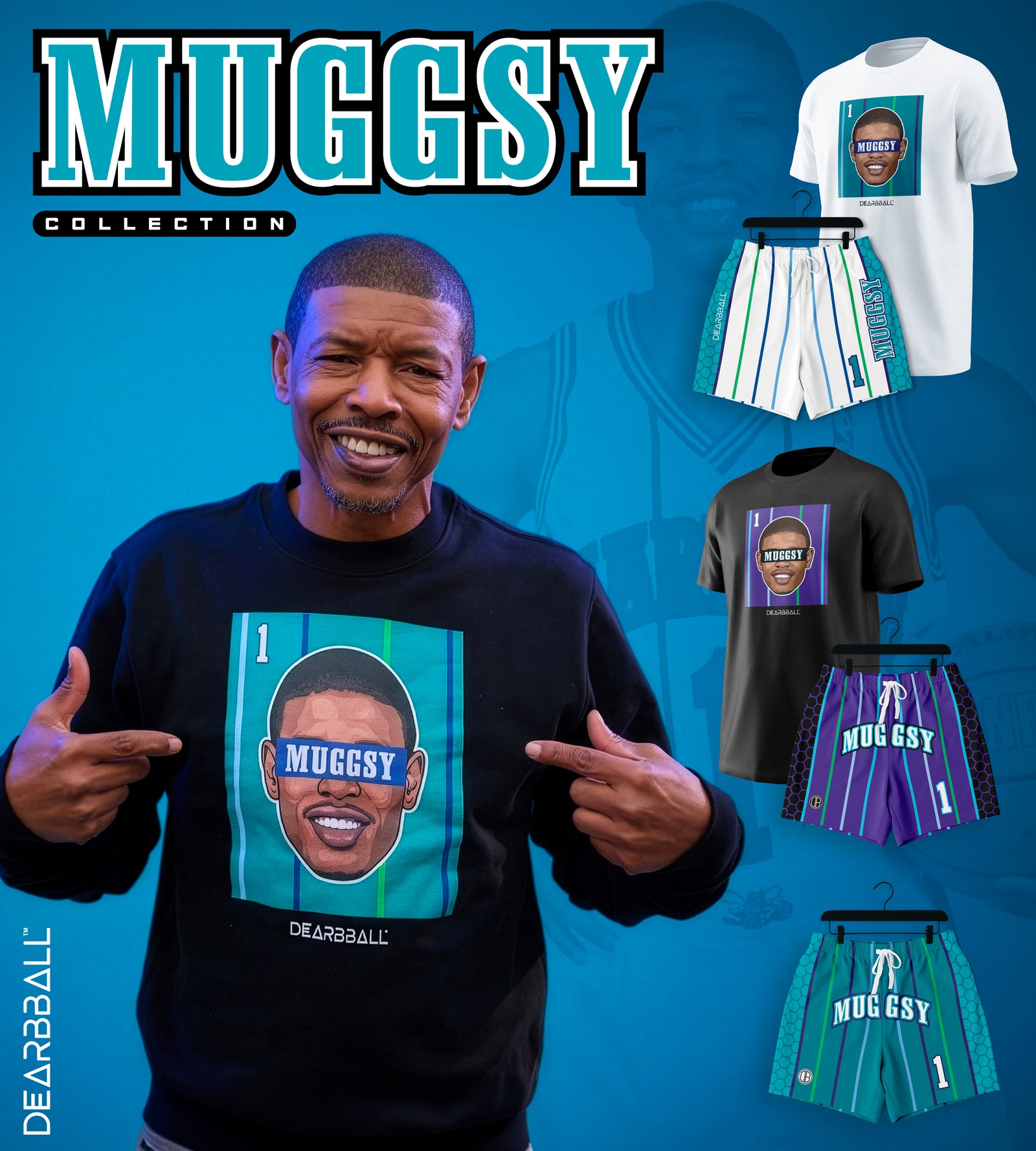 DearBBall Set Shorts und T-Shirt - MUGGSY Teal Edition