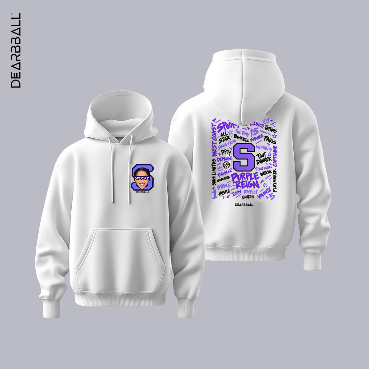 DearBBall Hoodie Premium - SPOOKY Purple Words Matter Edition