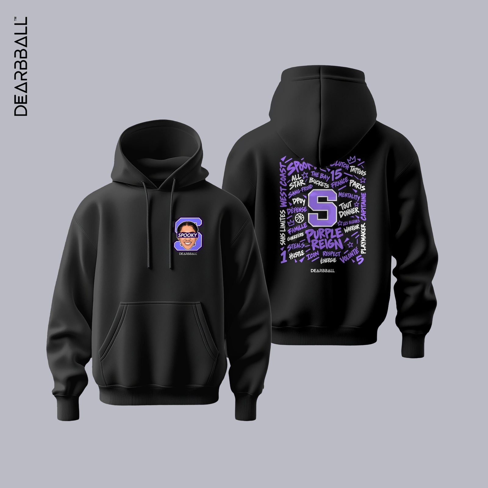 DearBBall Hoodie Premium - SPOOKY Purple Words Matter Edition