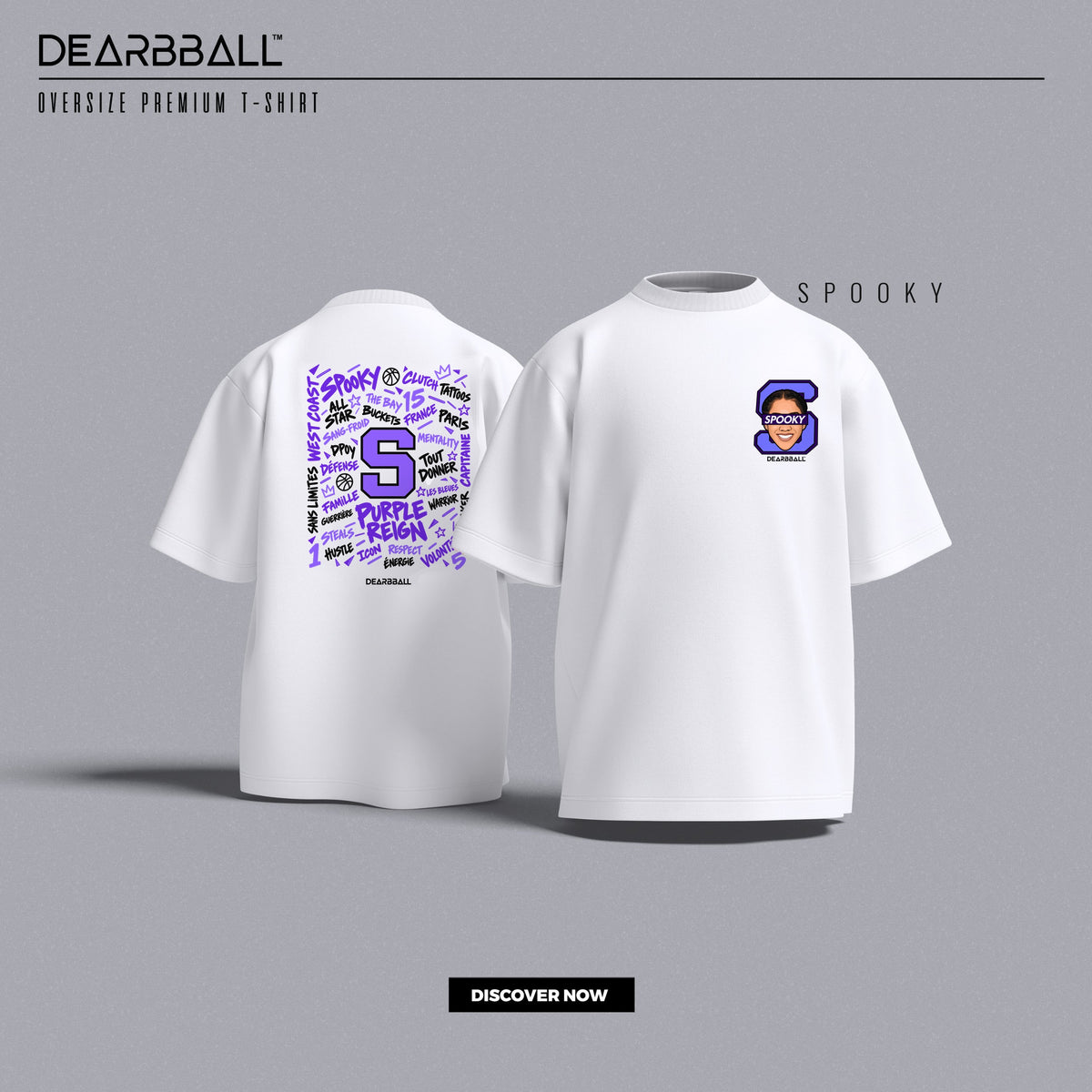 DearBBall T-Shirt Oversize Premium - SPOOKY Words Matter Purple Edition