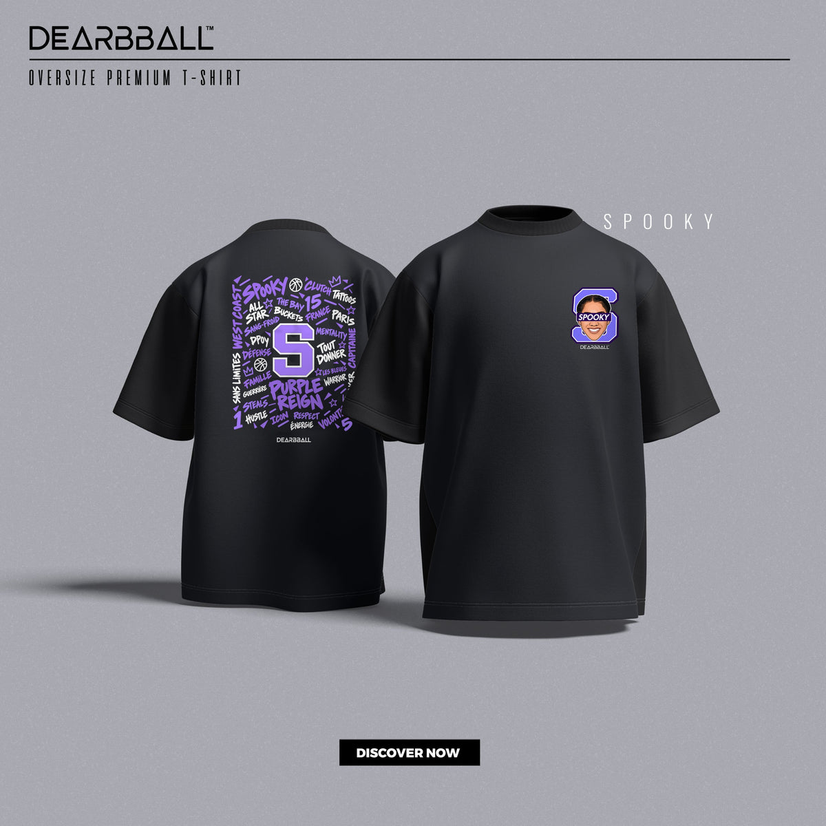 DearBBall T-Shirt Oversize Premium - SPOOKY Words Matter Purple Edition