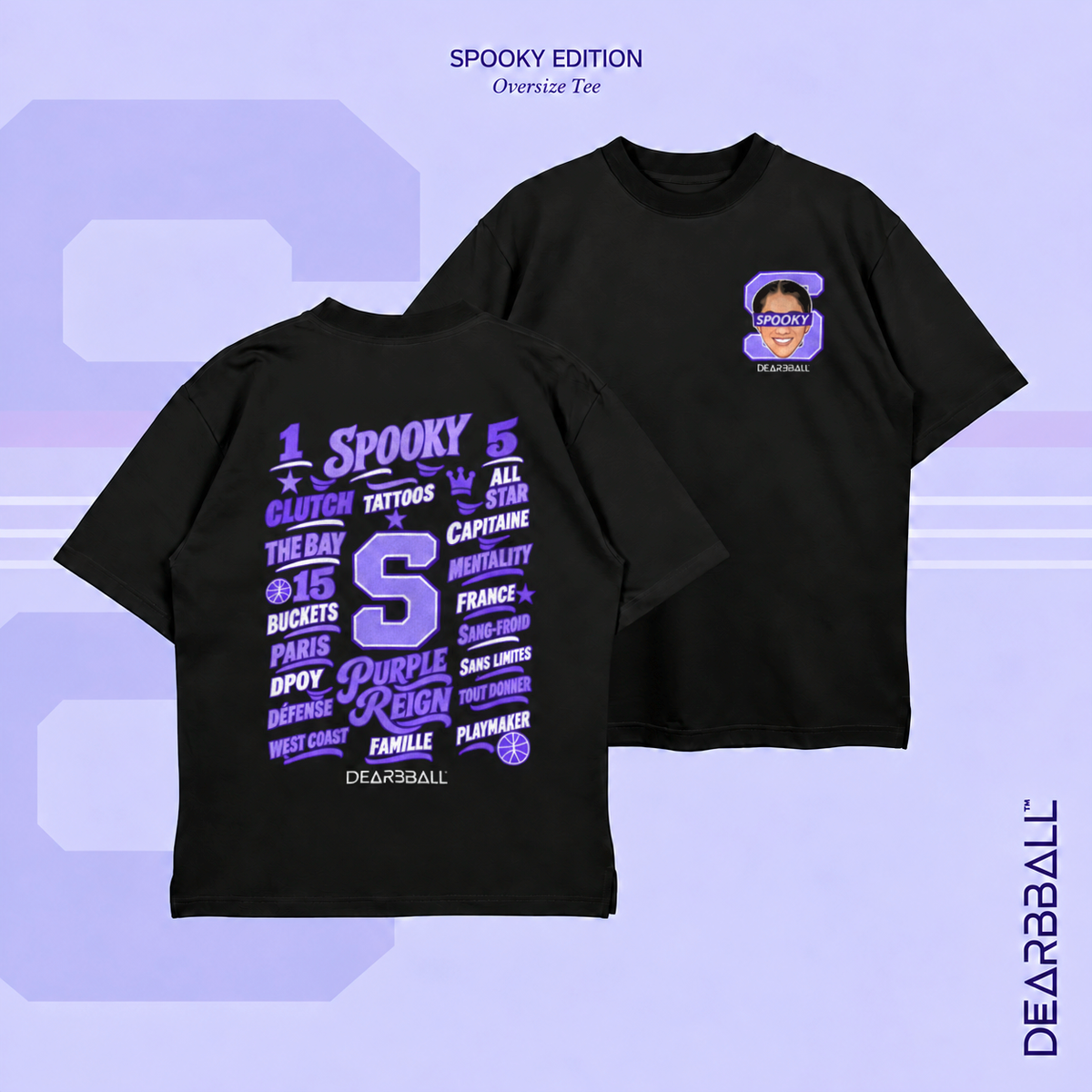 DearBBall T-Shirt Oversize Premium - SPOOKY Words Matter Purple Edition